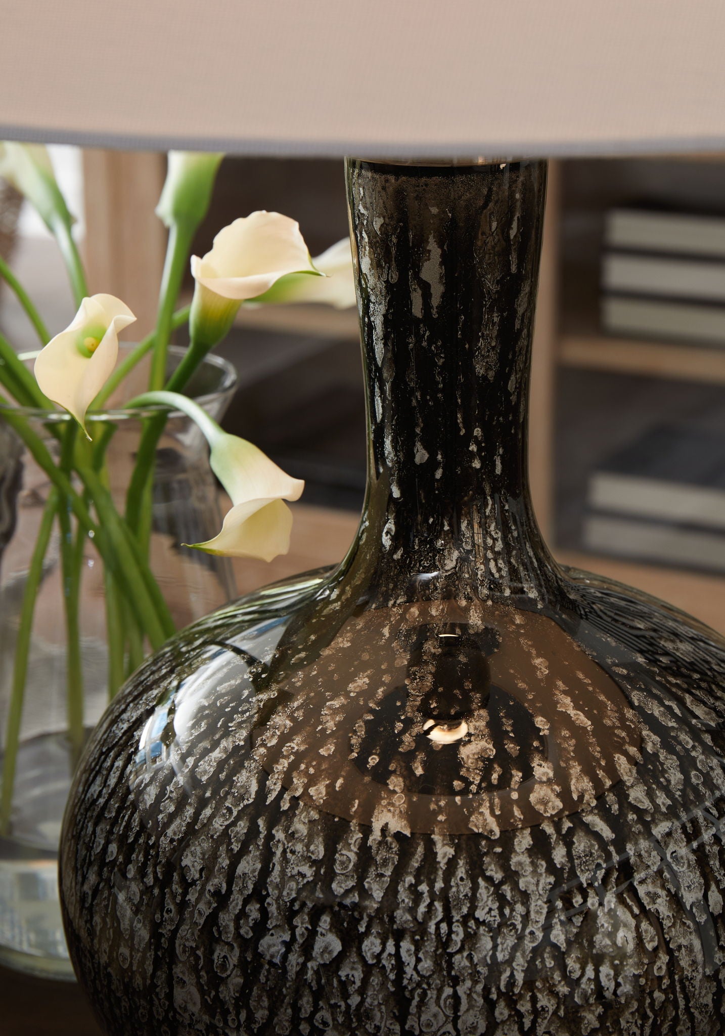 Tenslow - Lampe de table en verre - Noir antique