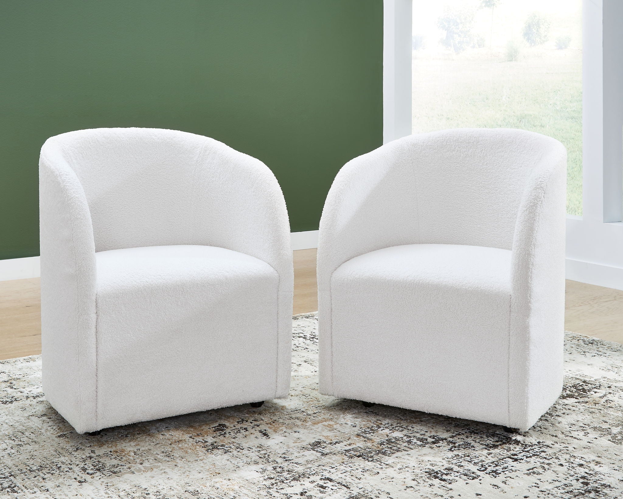 Rowanbeck - Fauteuil de salle à manger rembourré (lot de 2) - Ivoire
