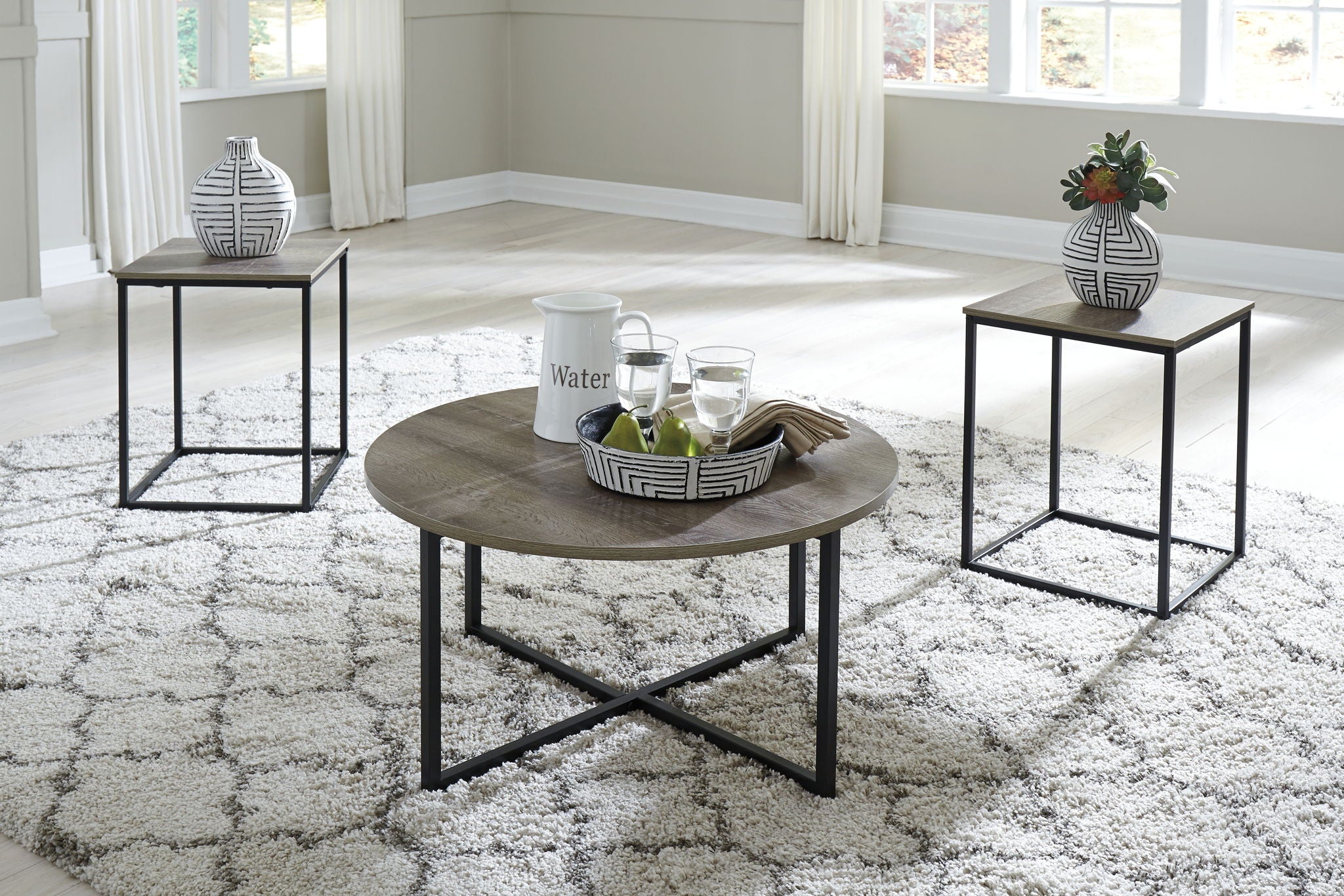 Wadeworth - Tables d'appoint gigognes (lot de 3) - Marron / Beige