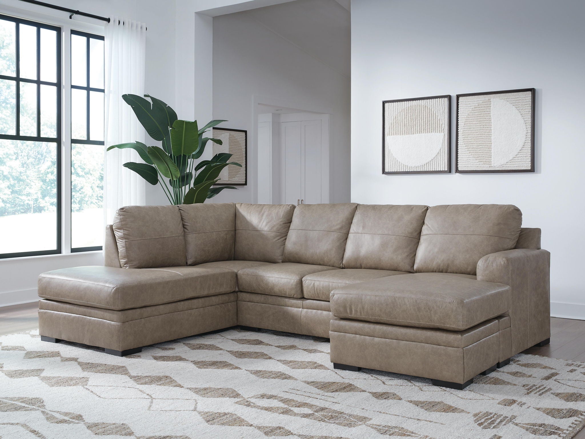Amuleto - 2-Piece Sectional With Laf Corner Chaise - Leather Match - Desert