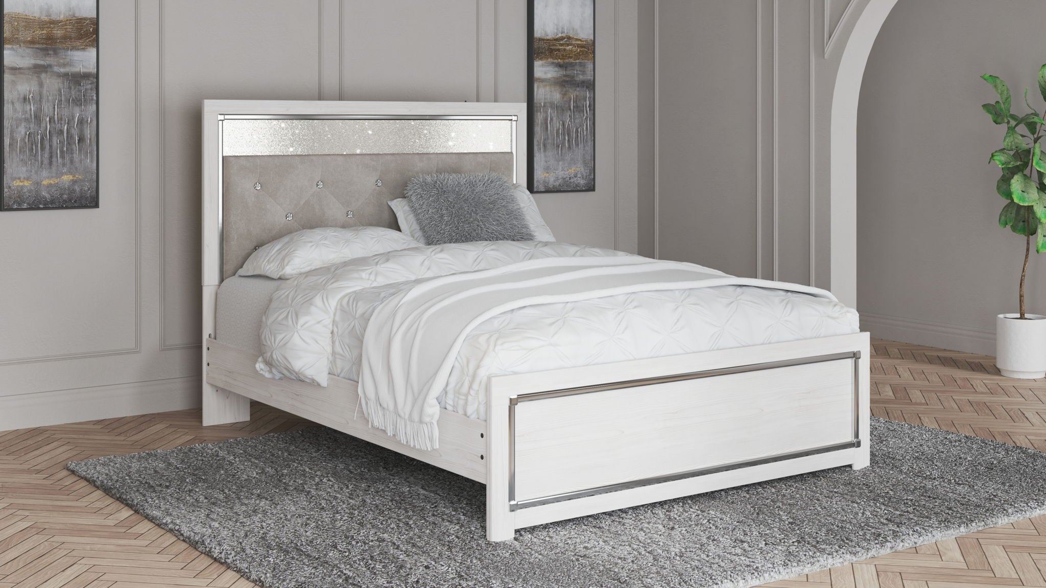 Altyra – Lit panneau grand format avec lattes roulantes – Blanc