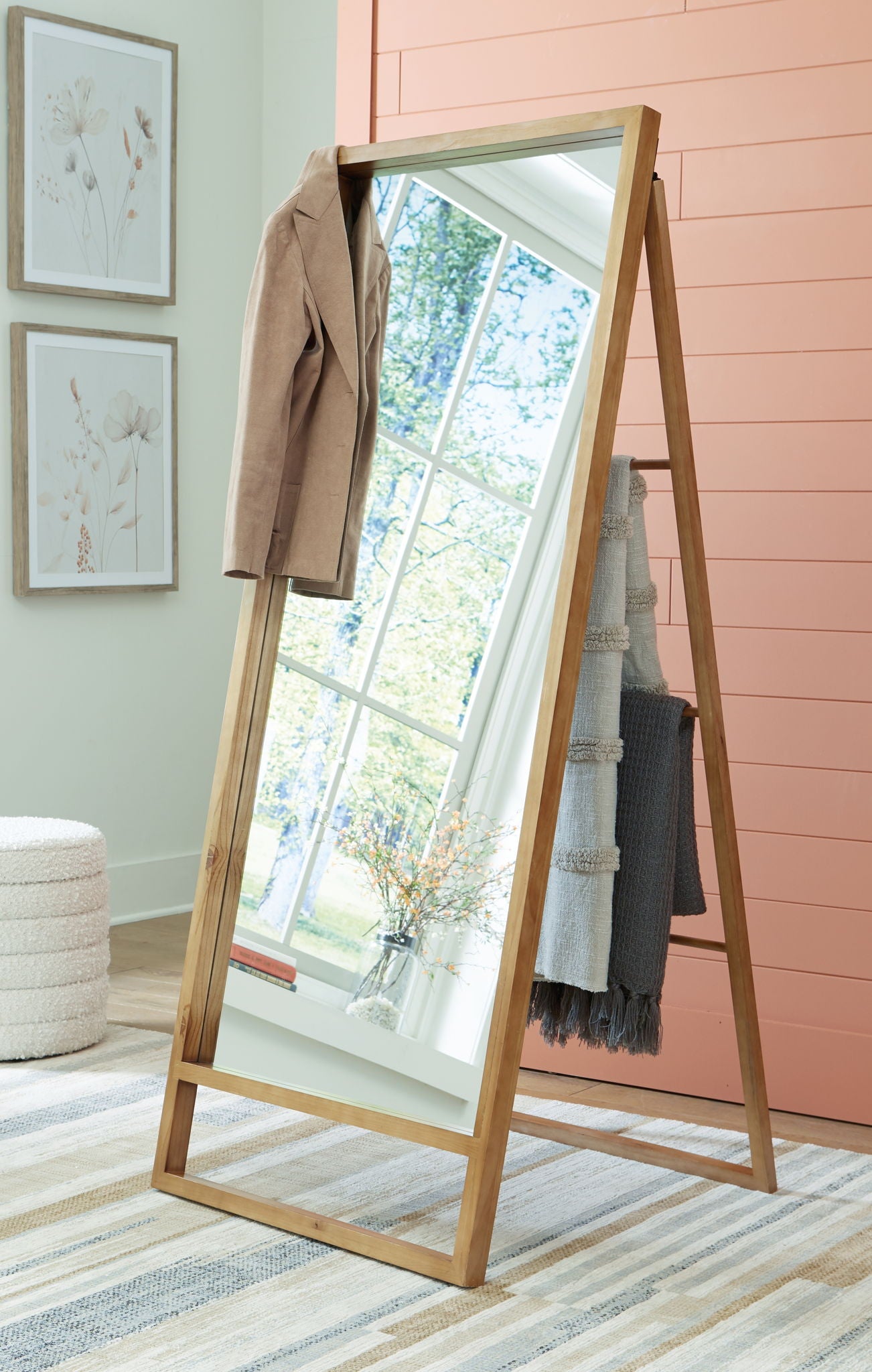 Devford - Miroir sur pied - Marron