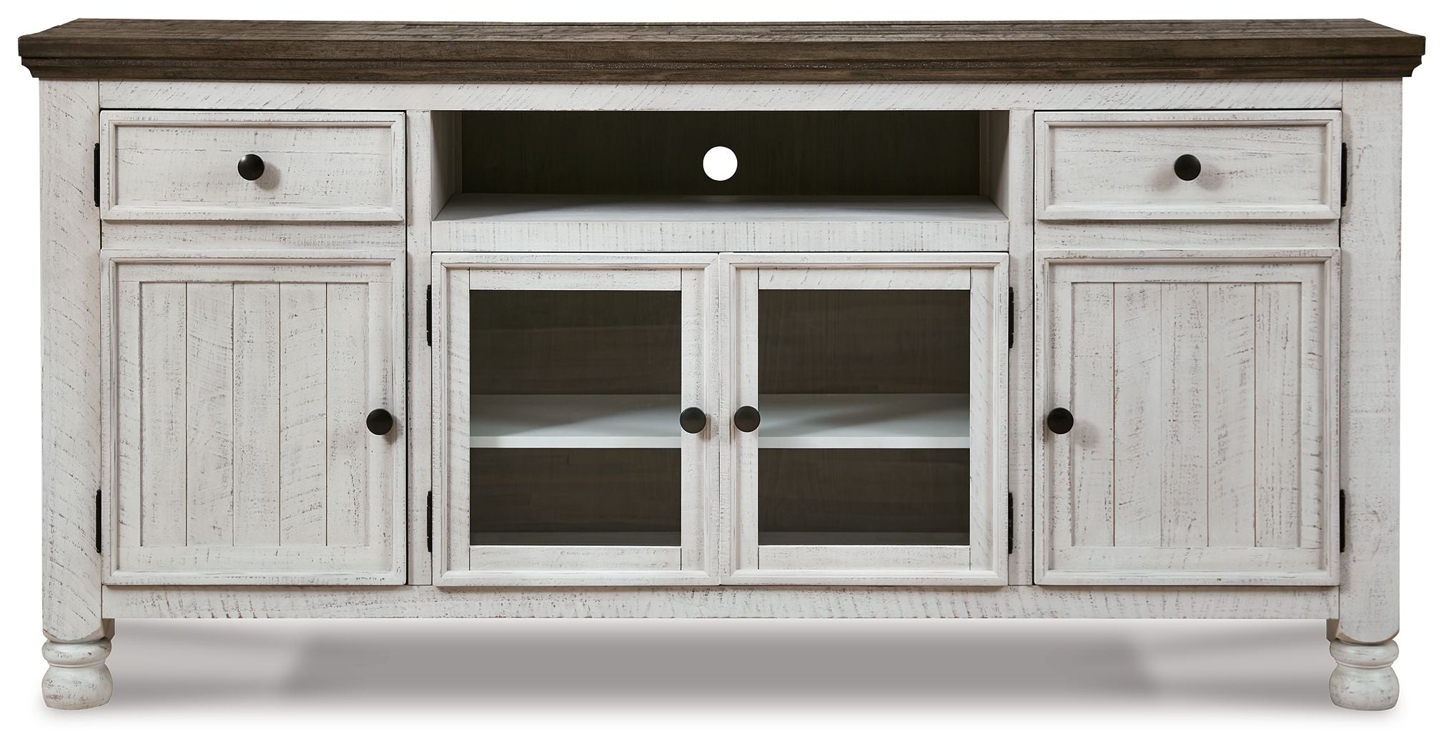 Havalance - Meuble TV extra large - 4 portes - Marron / Beige