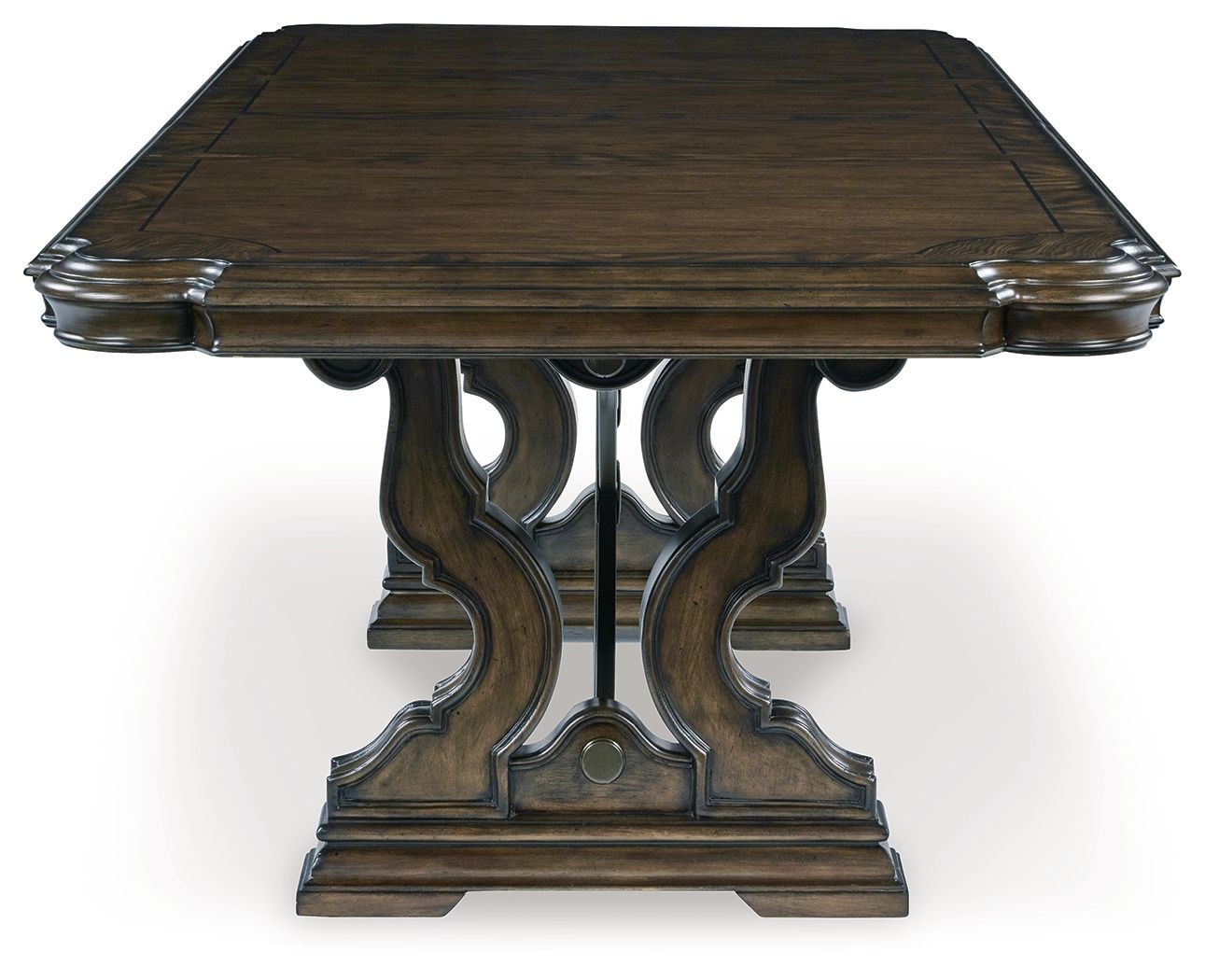 Maylee - 11 mcx - Table à manger avec rallonge, 4 chaises d'appoint, 2 chaises avec accoudoirs, banc de rangement, buffet et vaisselier - Brun foncé