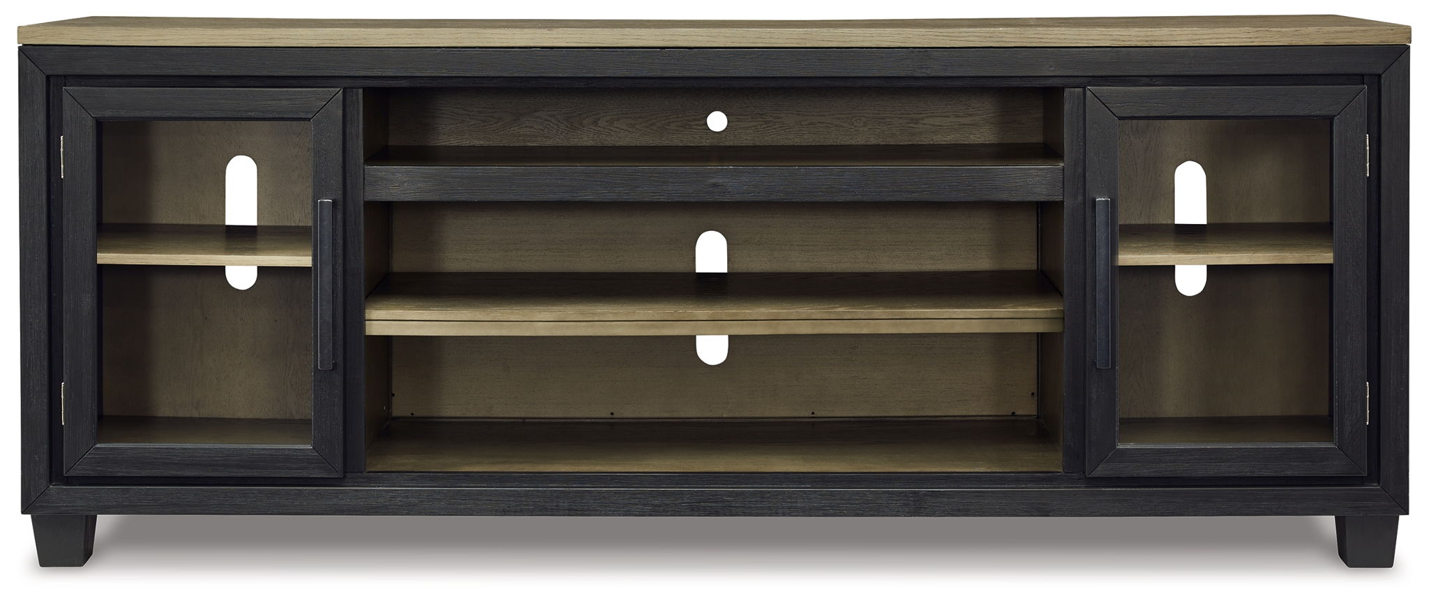 Meuble TV XL Foyland avec option cheminée - Noir/Brun