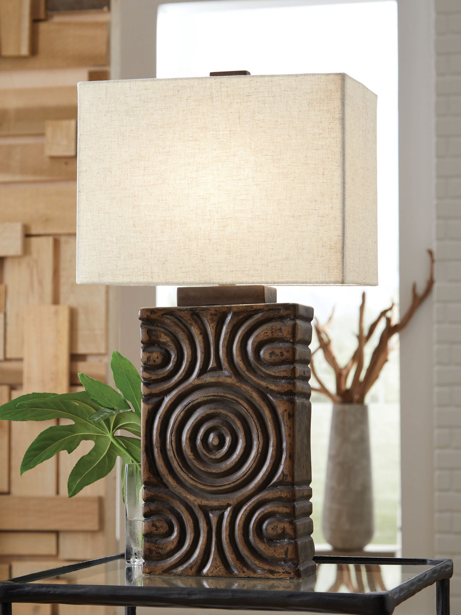 Heathbury - Lampe de table en papier - Marron antique