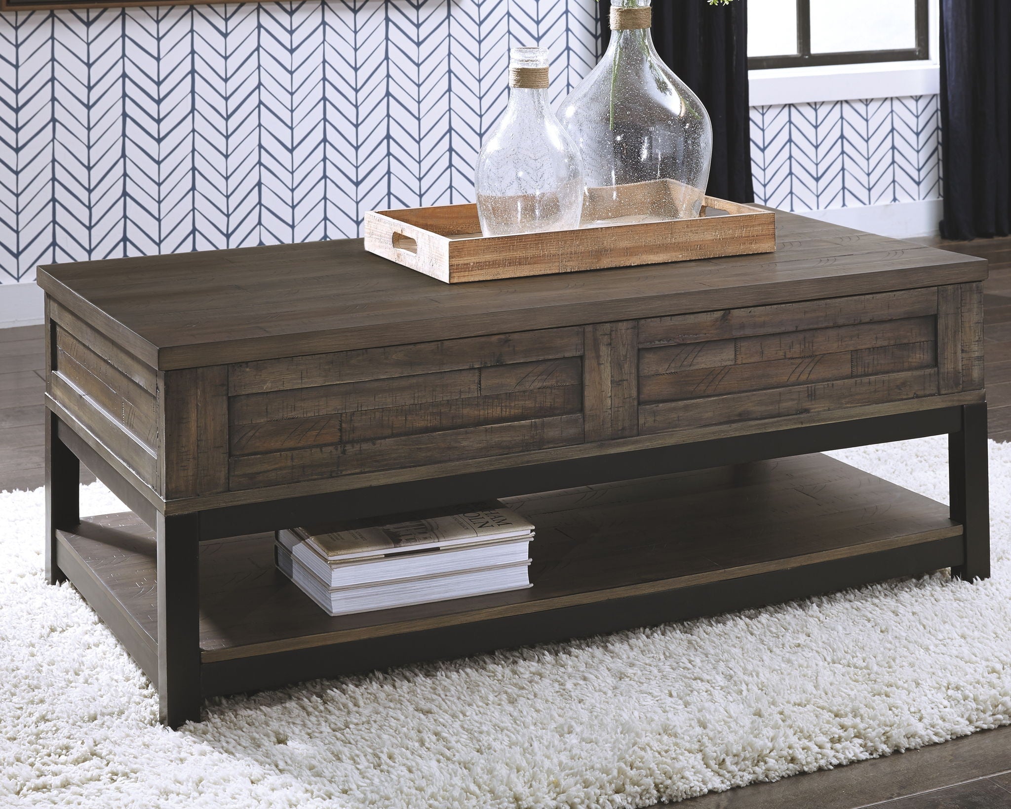 Johurst - TABLE BASSE RELEVABLE - Marron grisâtre