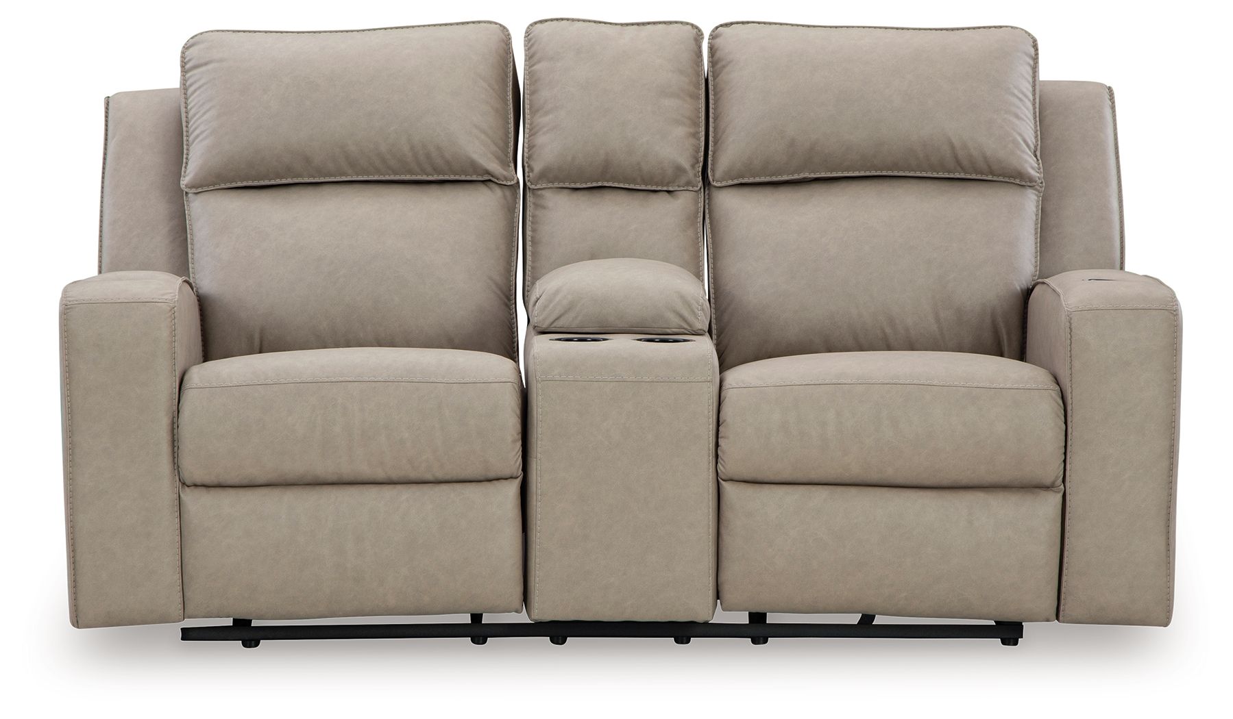 Lavenhorne - Causeuse inclinable double avec console - Similicuir - Galet