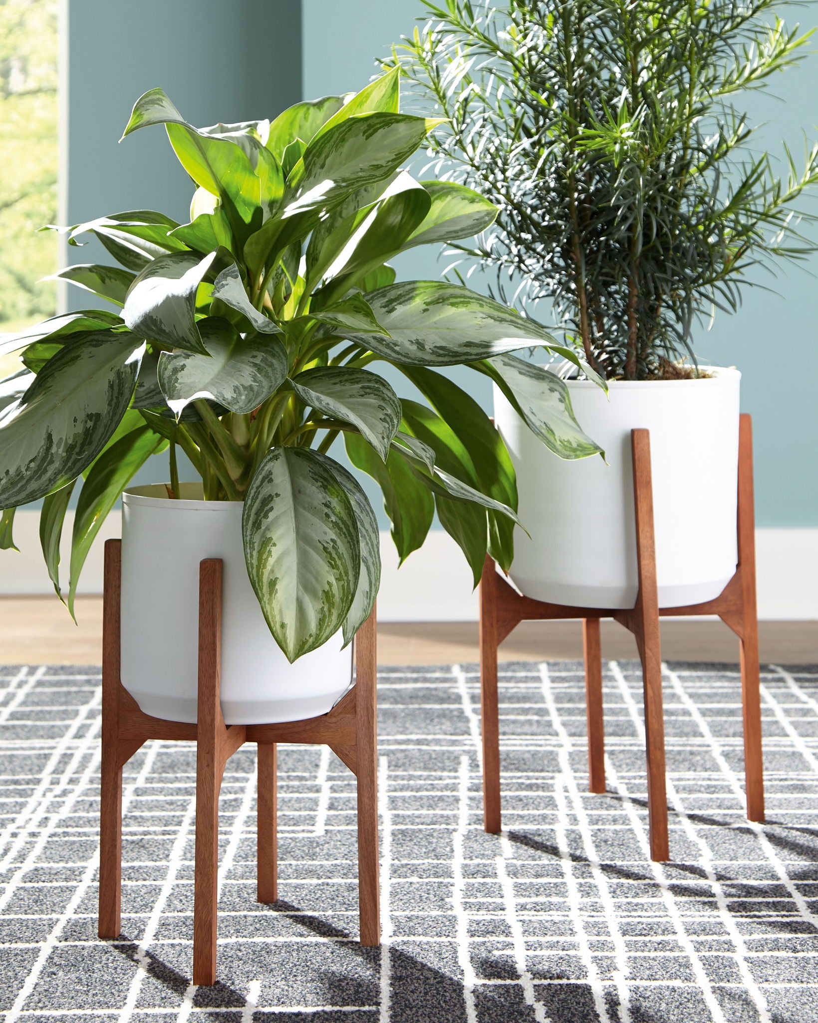 Dorcey - Ensemble de jardinières (Lot de 2) - Blanc / Brun