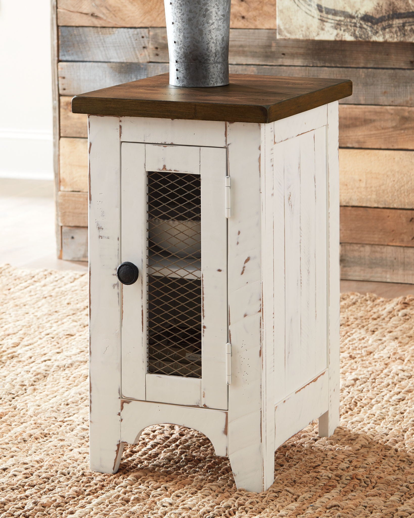 Wystfield - Table d'appoint avec chaise - Blanc / Brun