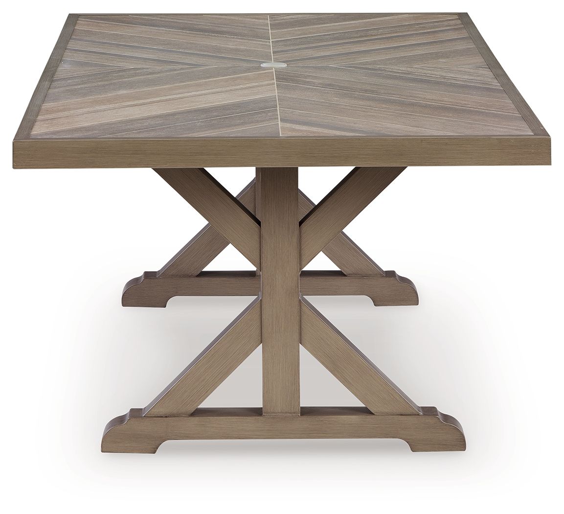 Laguna Heights - Table de salle à manger rectangulaire avec option parasol - Beige