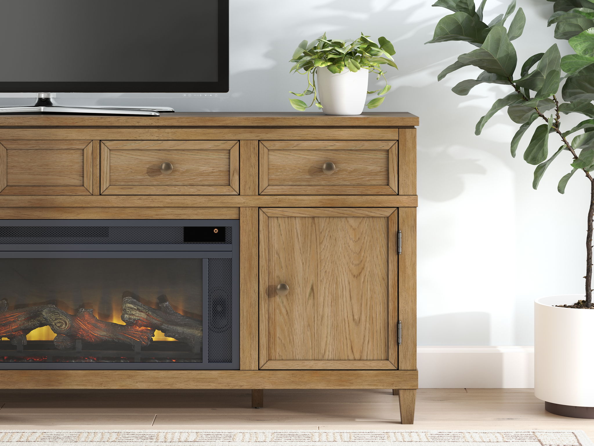Sharlance - Meuble TV de 81 po avec foyer électrique