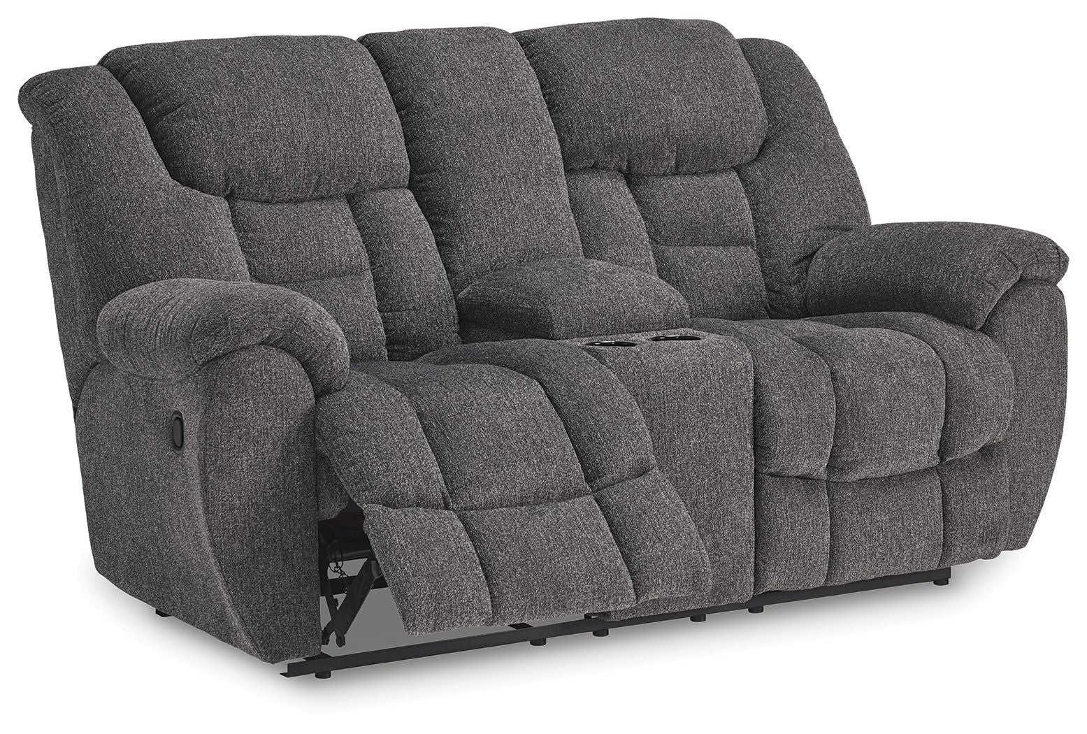 Foreside - Causeuse Inclinable Double Avec Console - Tissu - Anthracite
