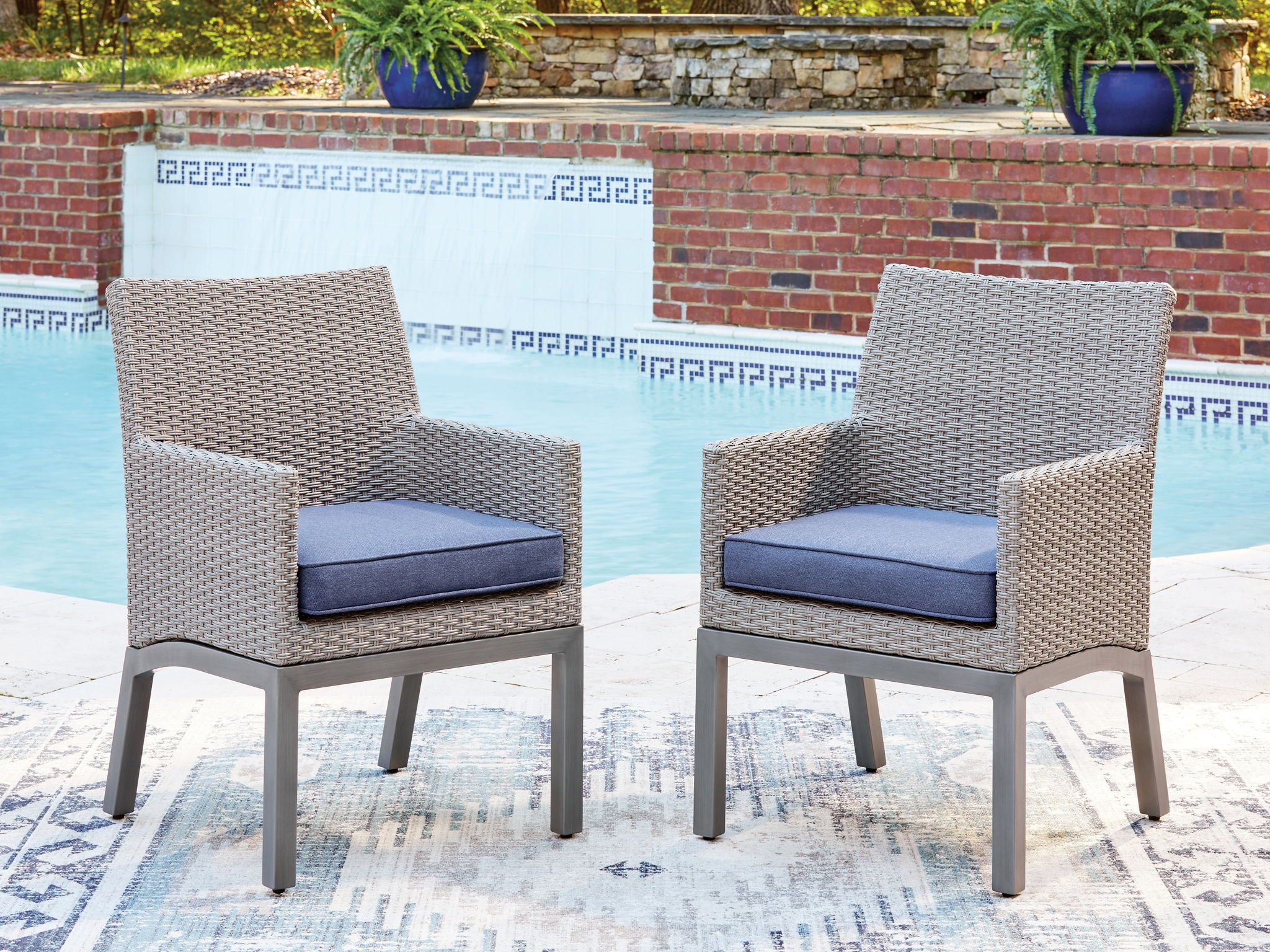 Plage de Half Moon - Fauteuil avec coussin (lot de 2) - Bleu/Gris
