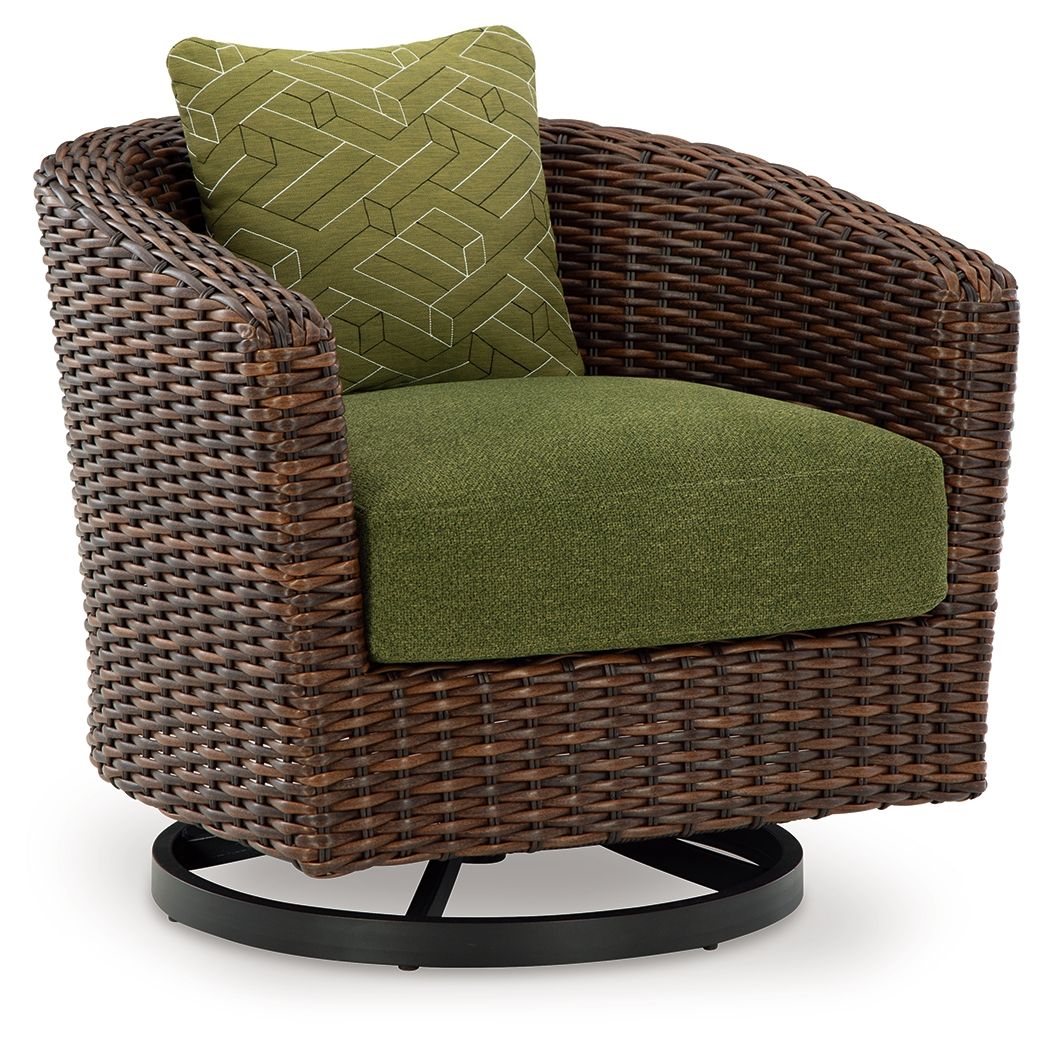 Horizon Hall - Fauteuil pivotant avec coussin - Marron / Vert