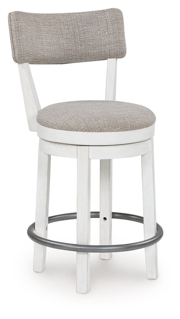 Robbinsdale - Tabouret de bar pivotant rembourré (Lot de 2) - Blanc antique