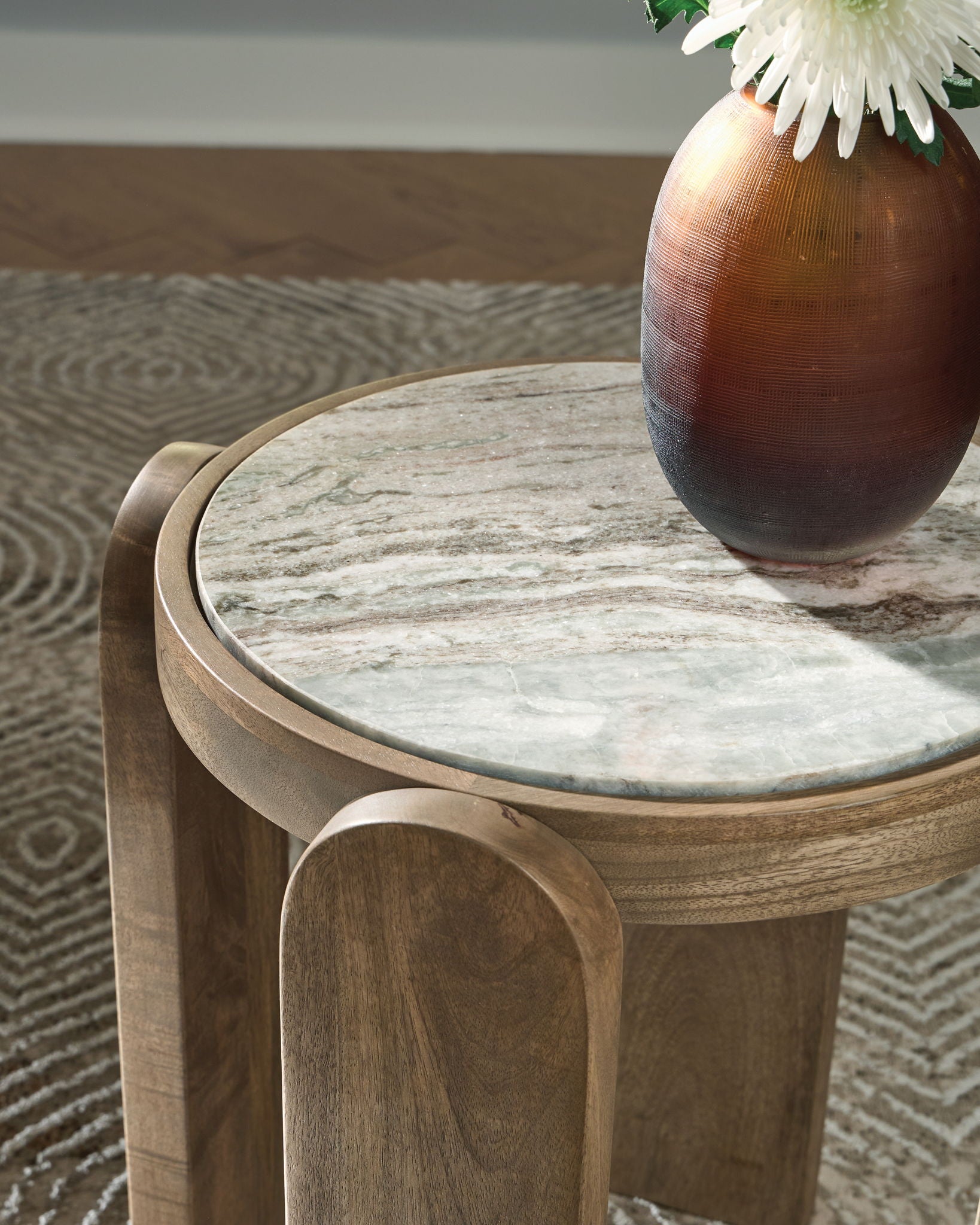 Gavrilley - Table d'appoint - Gris / Blanc / Marron