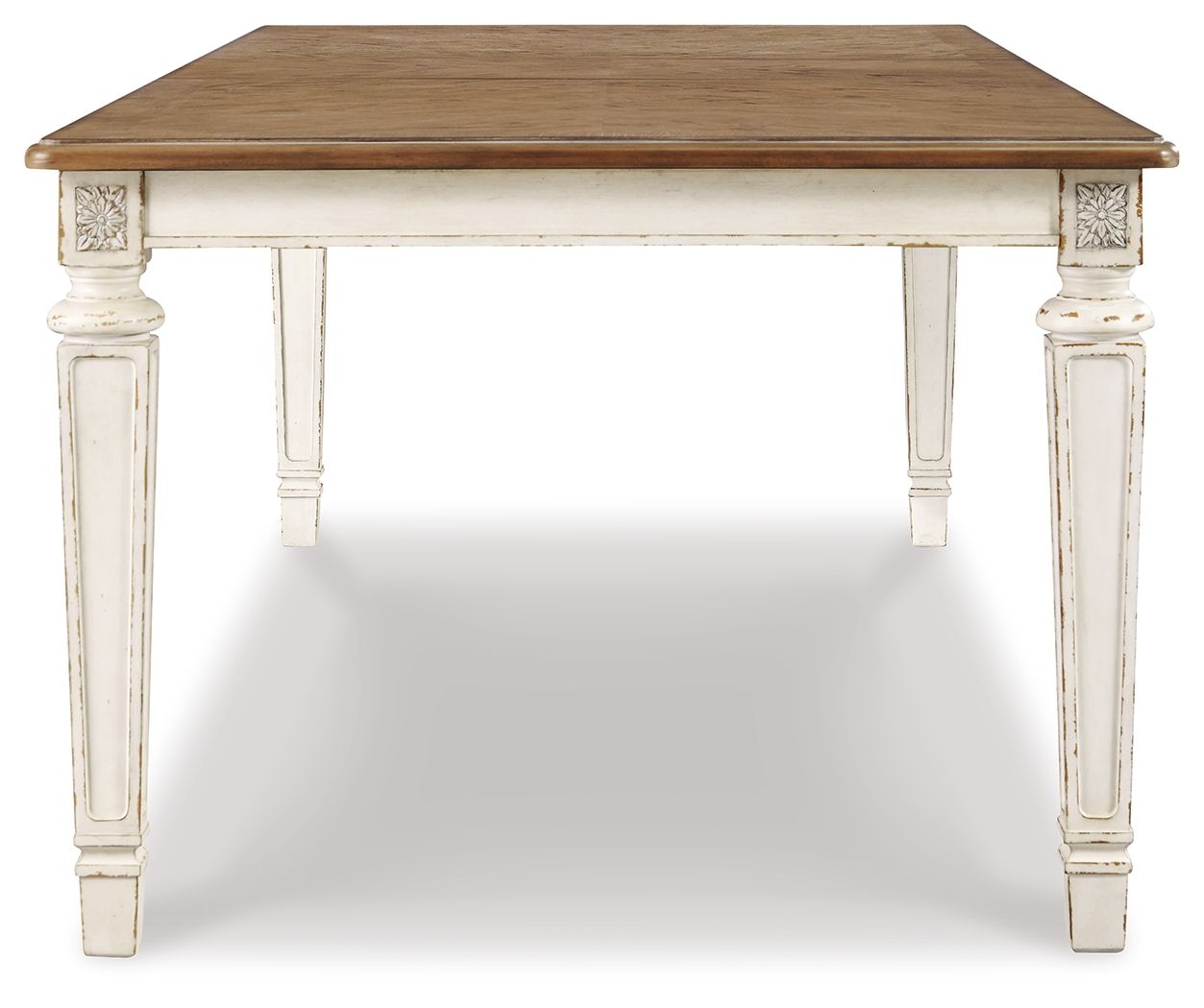 Realyn - Table à manger extensible rectangulaire - Blanc écaillé