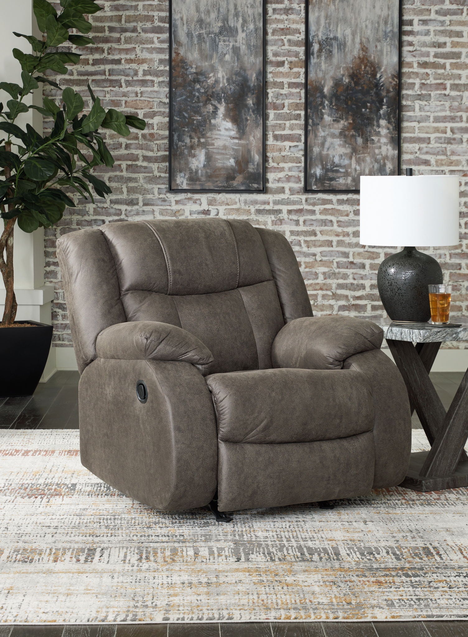Fauteuil inclinable à bascule First Base – Similicuir – Gris acier