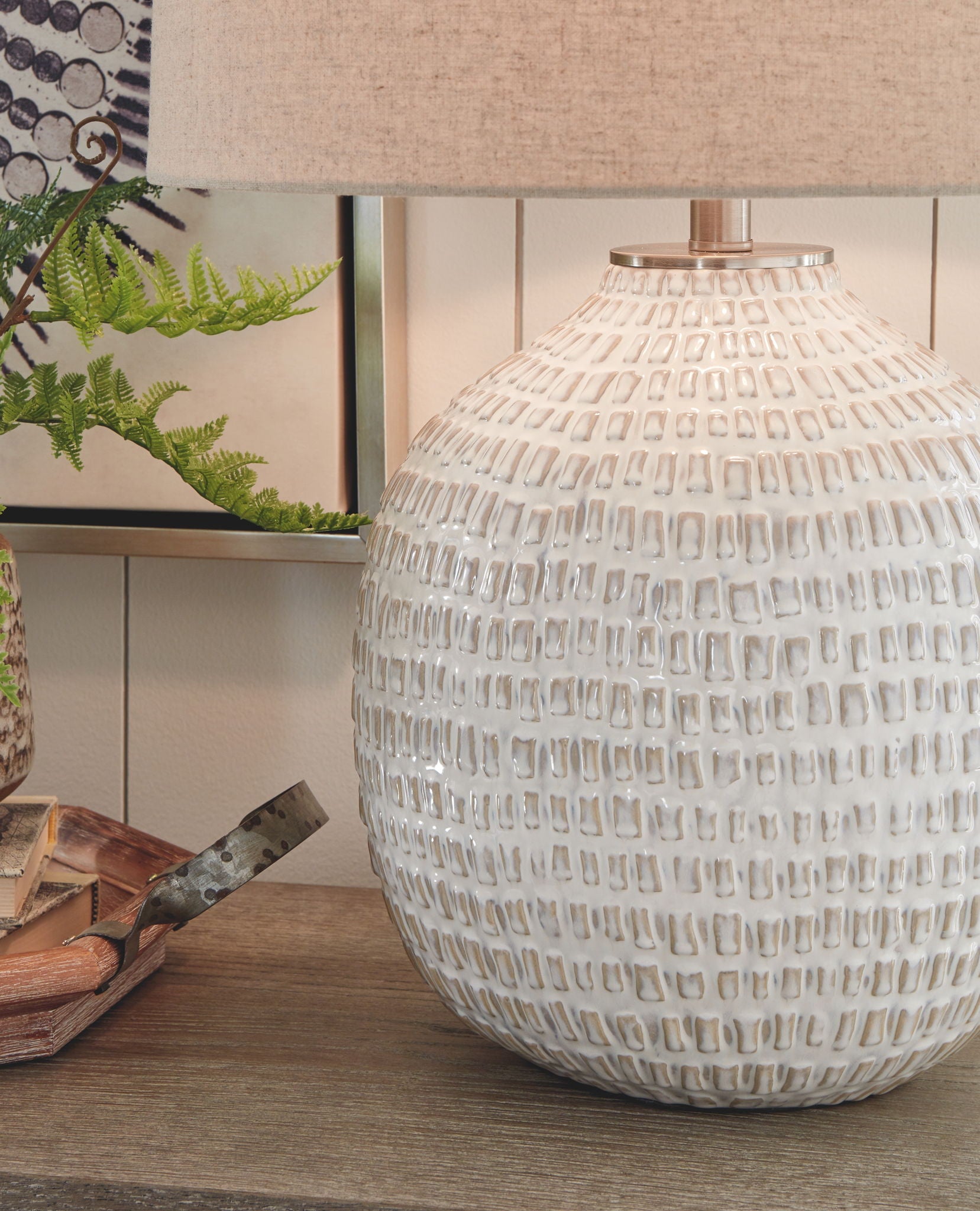 Jamon - Lampe de table en céramique - Beige