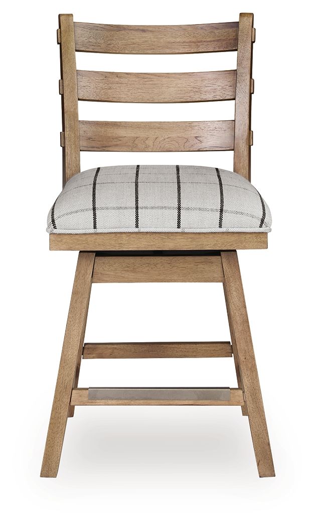 Ridgester - Tabouret de bar pivotant rembourré (Lot de 2) - Marron clair