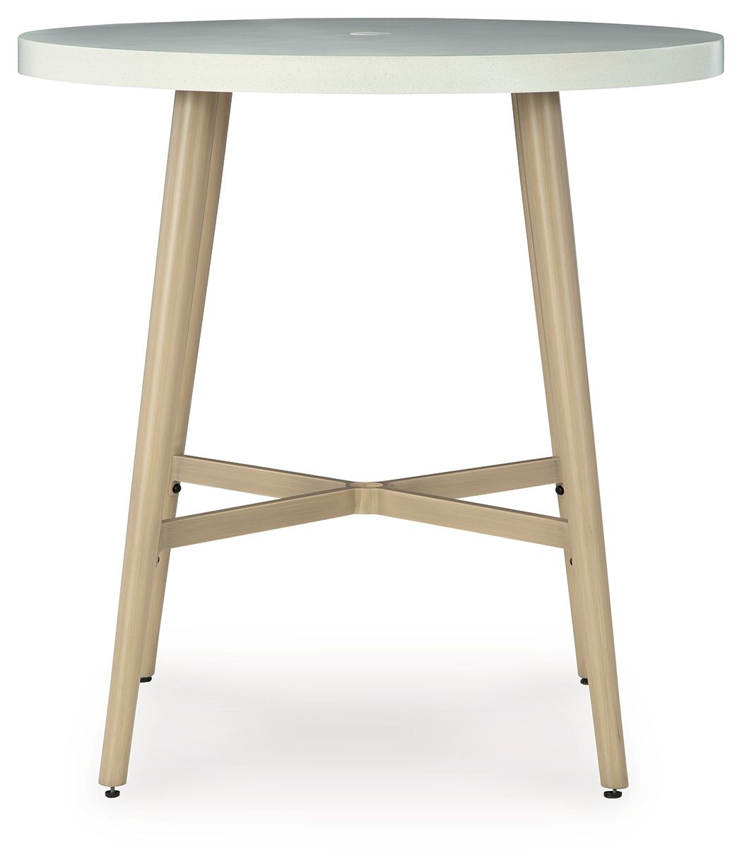Seton Creek - Table de bar ronde avec option parasol - Beige