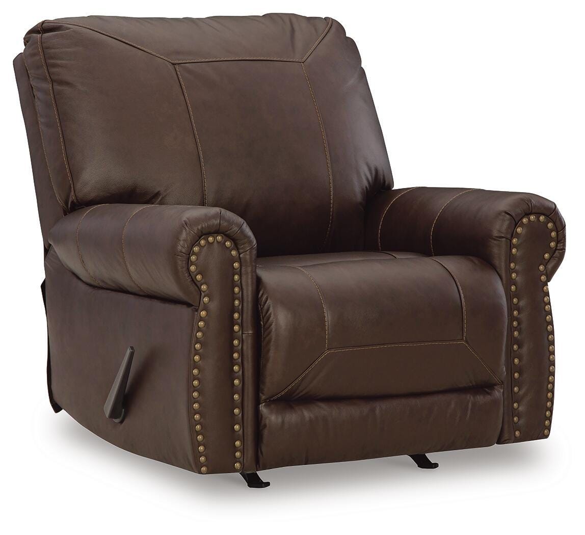 Colleton - Rocker Recliner - Dark Brown - Leather Match