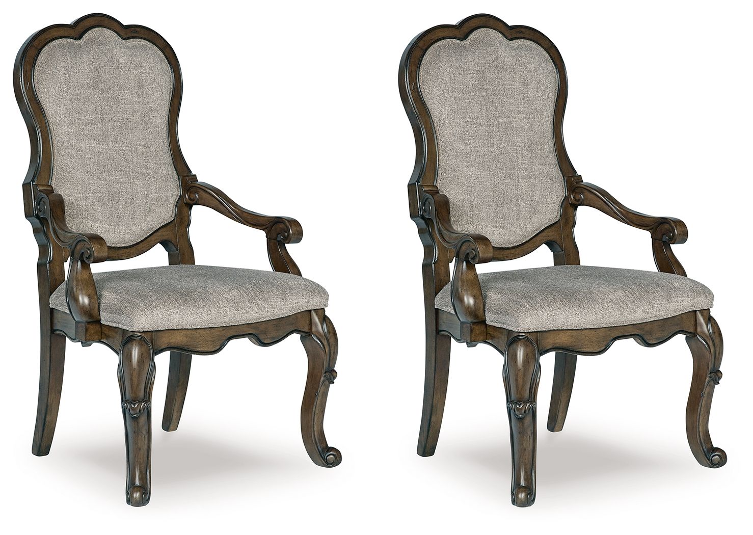 Maylee - Chaise de salle à manger capitonnée avec accoudoirs (lot de 2) - Marron foncé