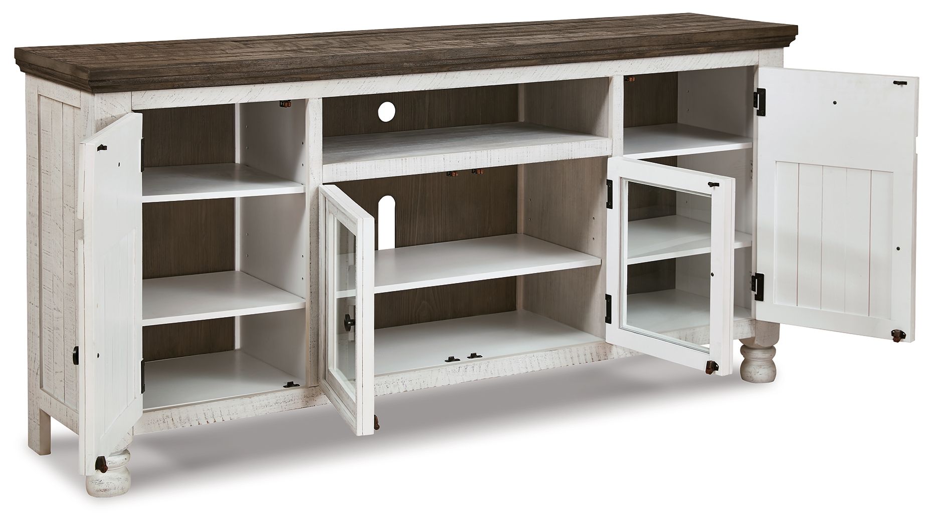 Havalance - Meuble TV extra large - 4 portes - Marron / Beige