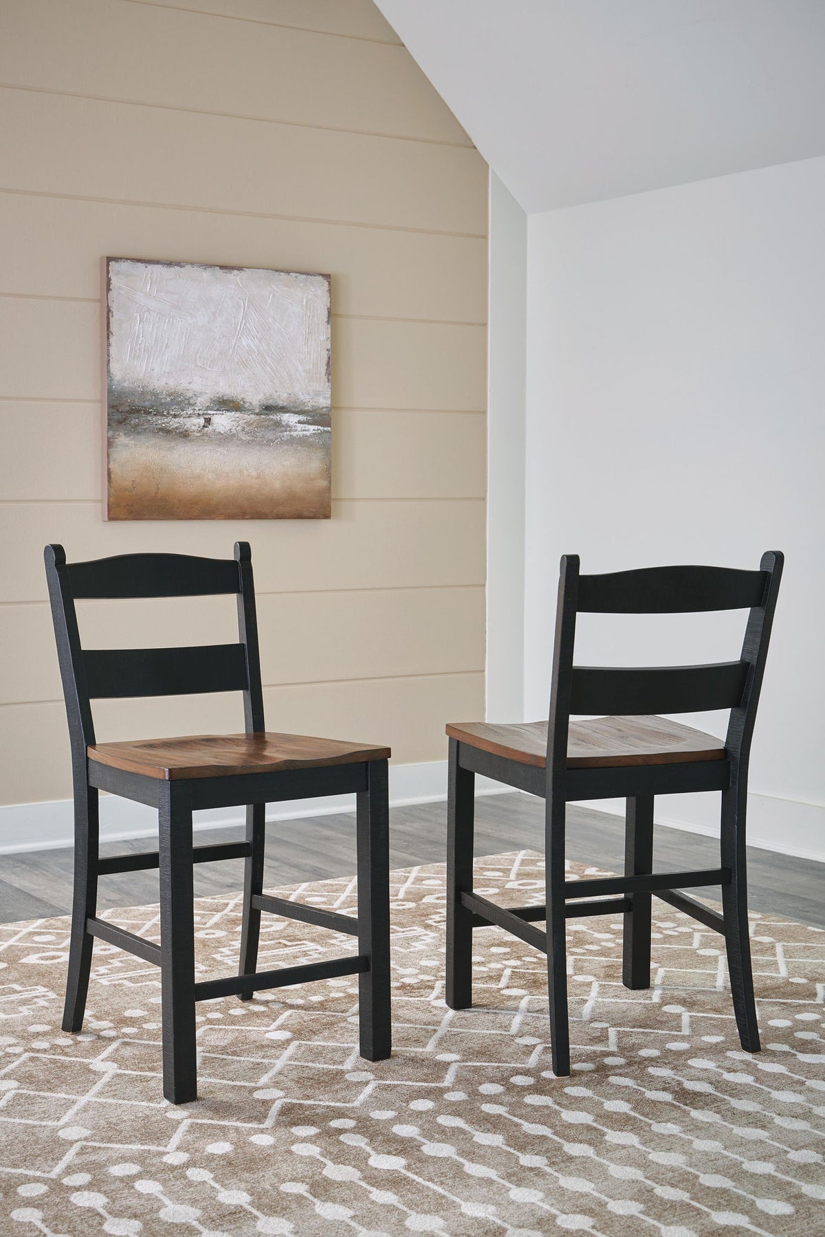 Valebeck - Tabouret de bar (Lot de 2) - Noir / Marron