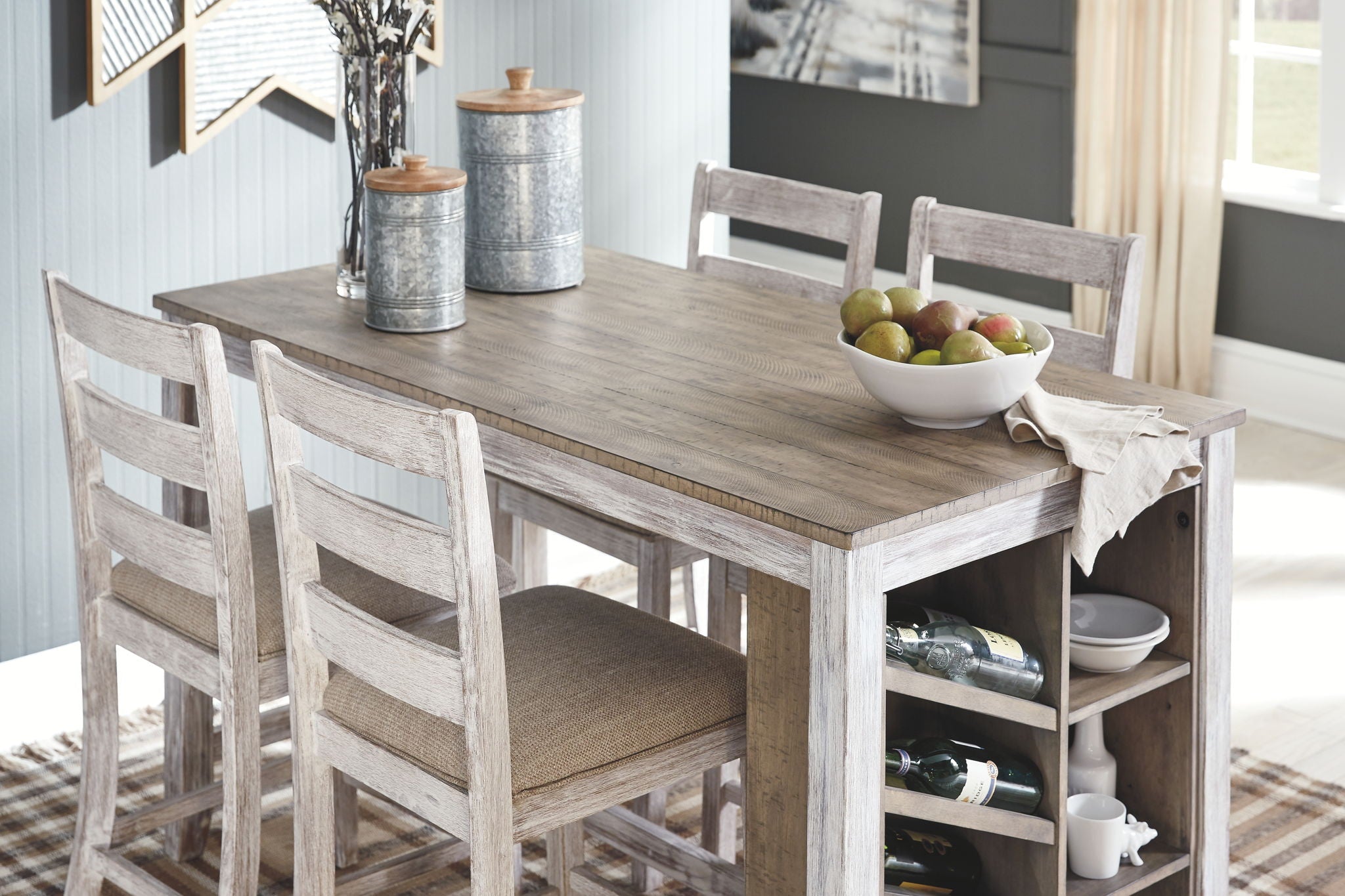 Skempton - Table de comptoir rectangulaire avec rangement