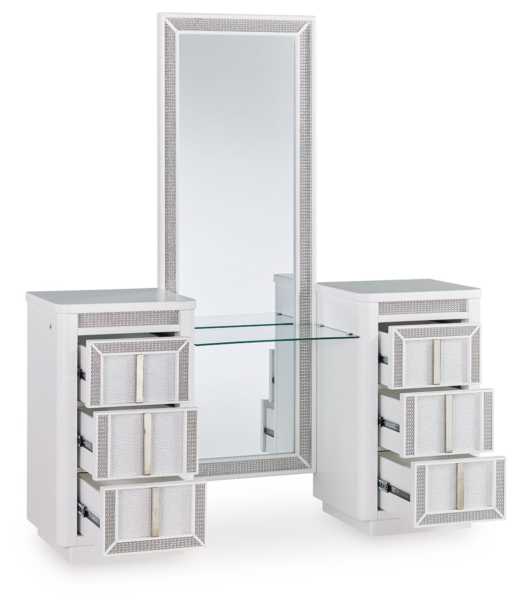 Chalanna - Coiffeuse avec miroir - Blanc