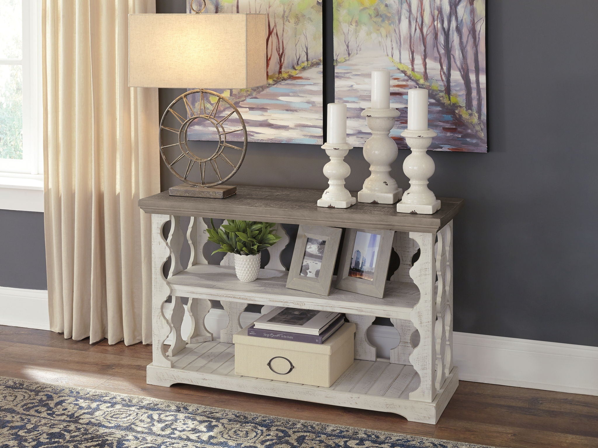 Havalance - Console Table de Canapé - Gris / Blanc