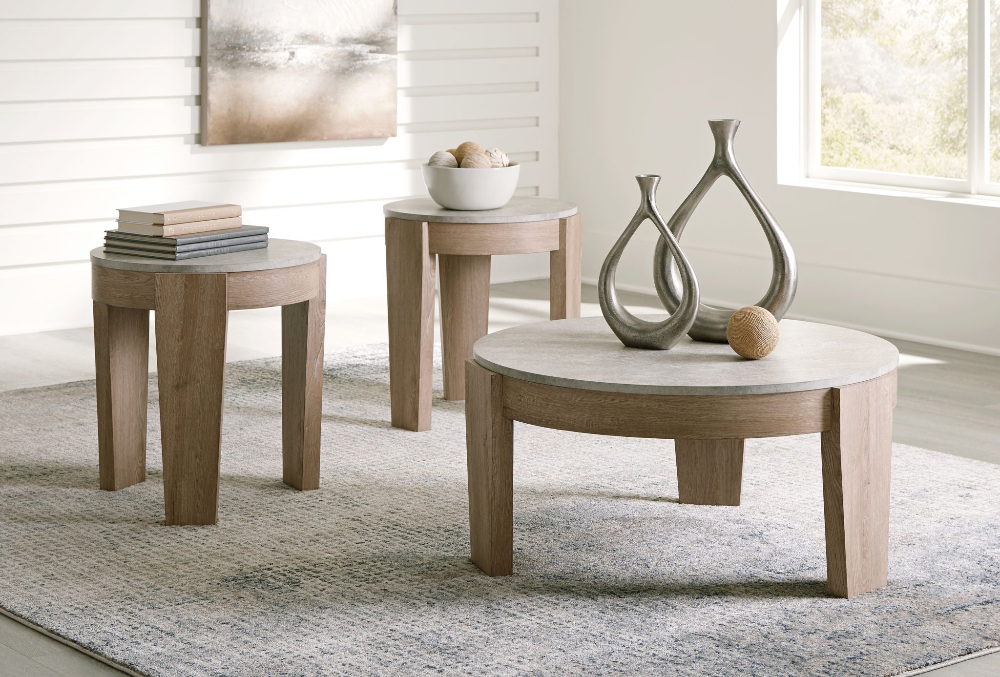 Guystone - Lot de tables d'appoint (lot de 3) - Marron clair