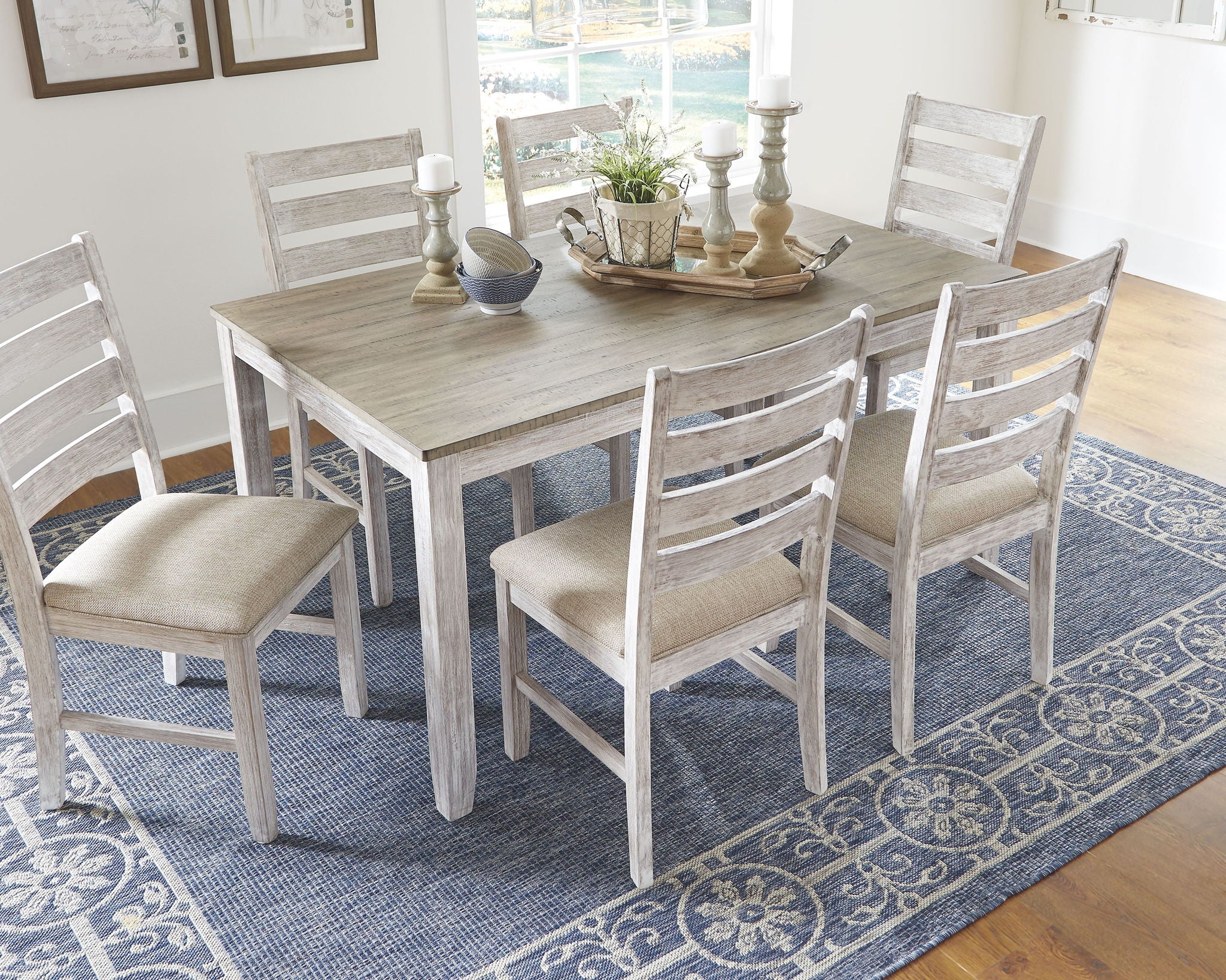 Skempton - Ensemble table à manger (7 pièces) - Blanc