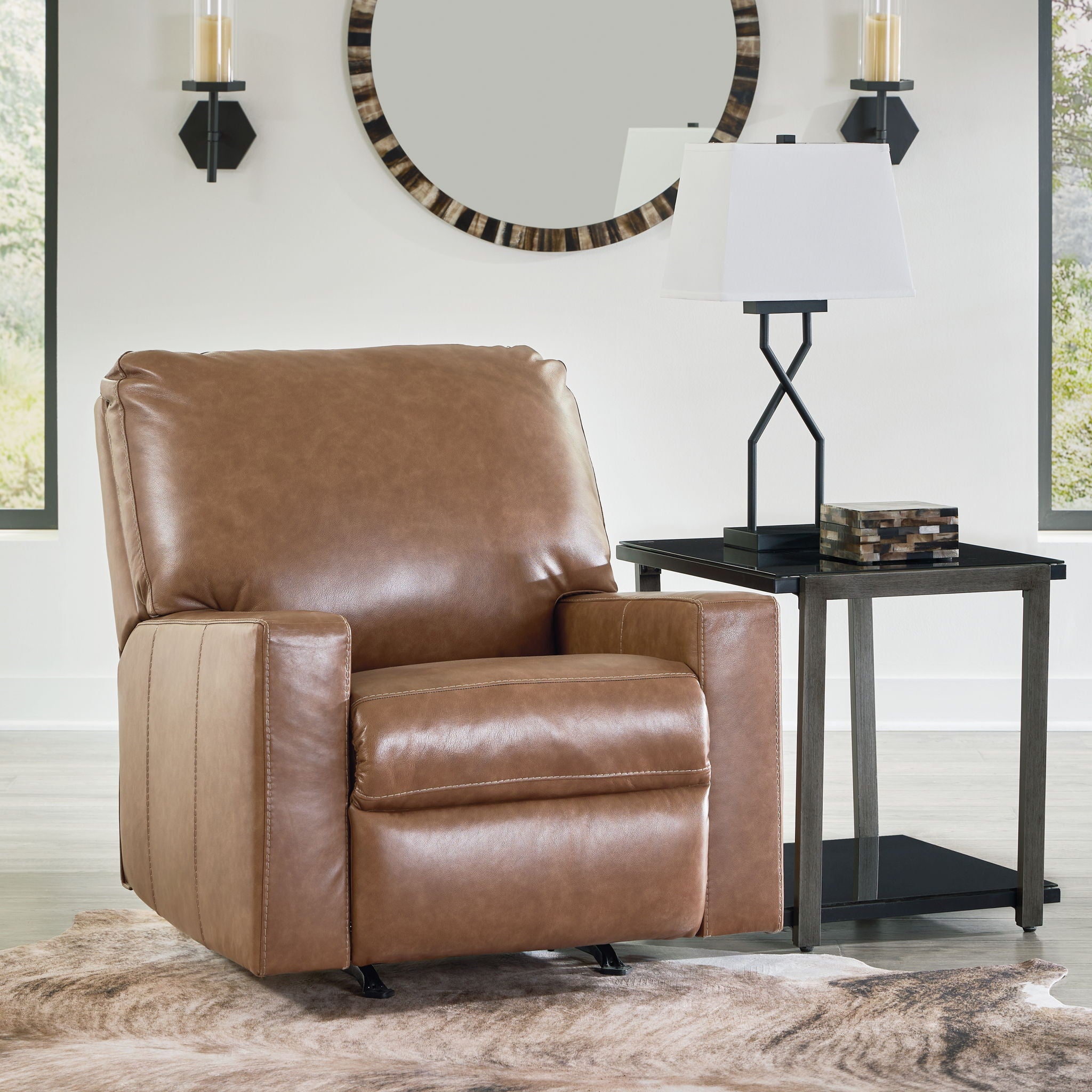 Bolsena - Fauteuil inclinable à bascule - Cuir assorti - Caramel