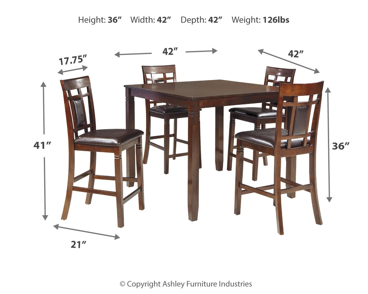 Bennox - Ensemble de table de comptoir DRM (ensemble de 5) - Marron