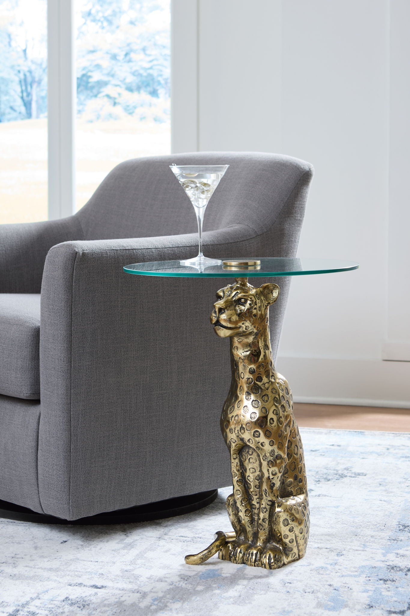 Vallain - Table d'appoint - Finition or antique