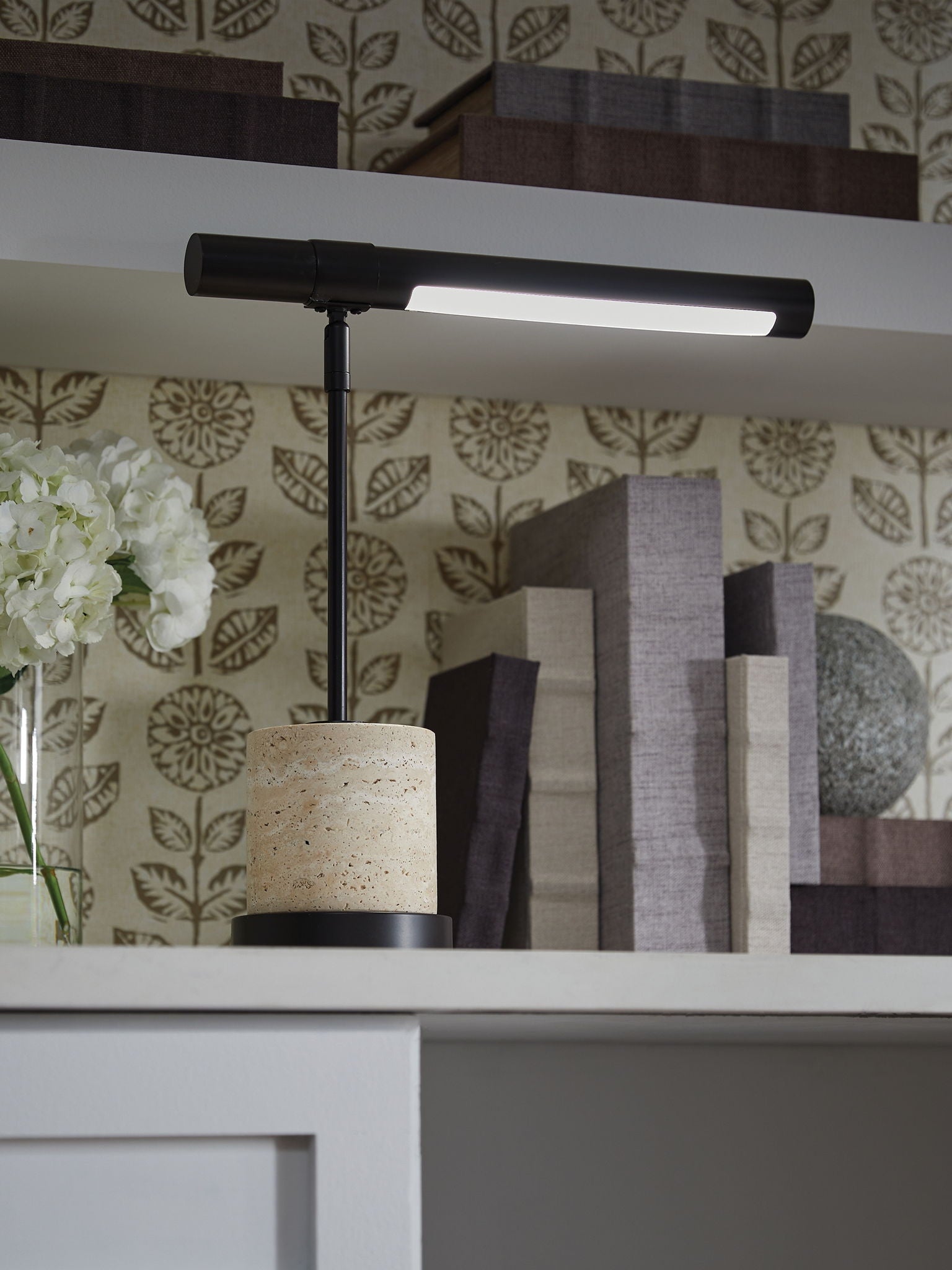 Vinmour - Lampe de bureau en métal - Marron / Beige