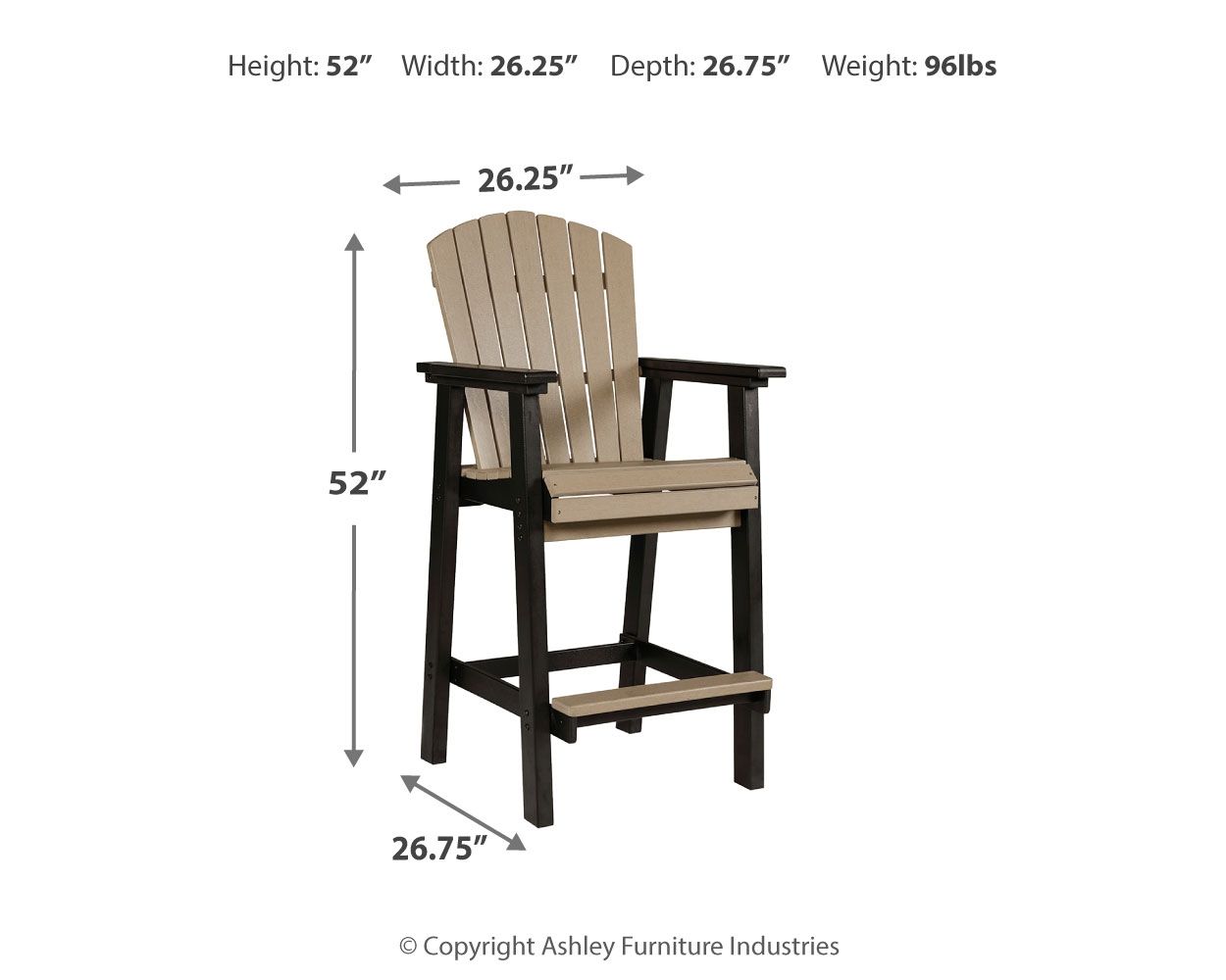 Fairen Trail - Tabouret de bar haut (Lot de 2) - Noir / Bois flotté