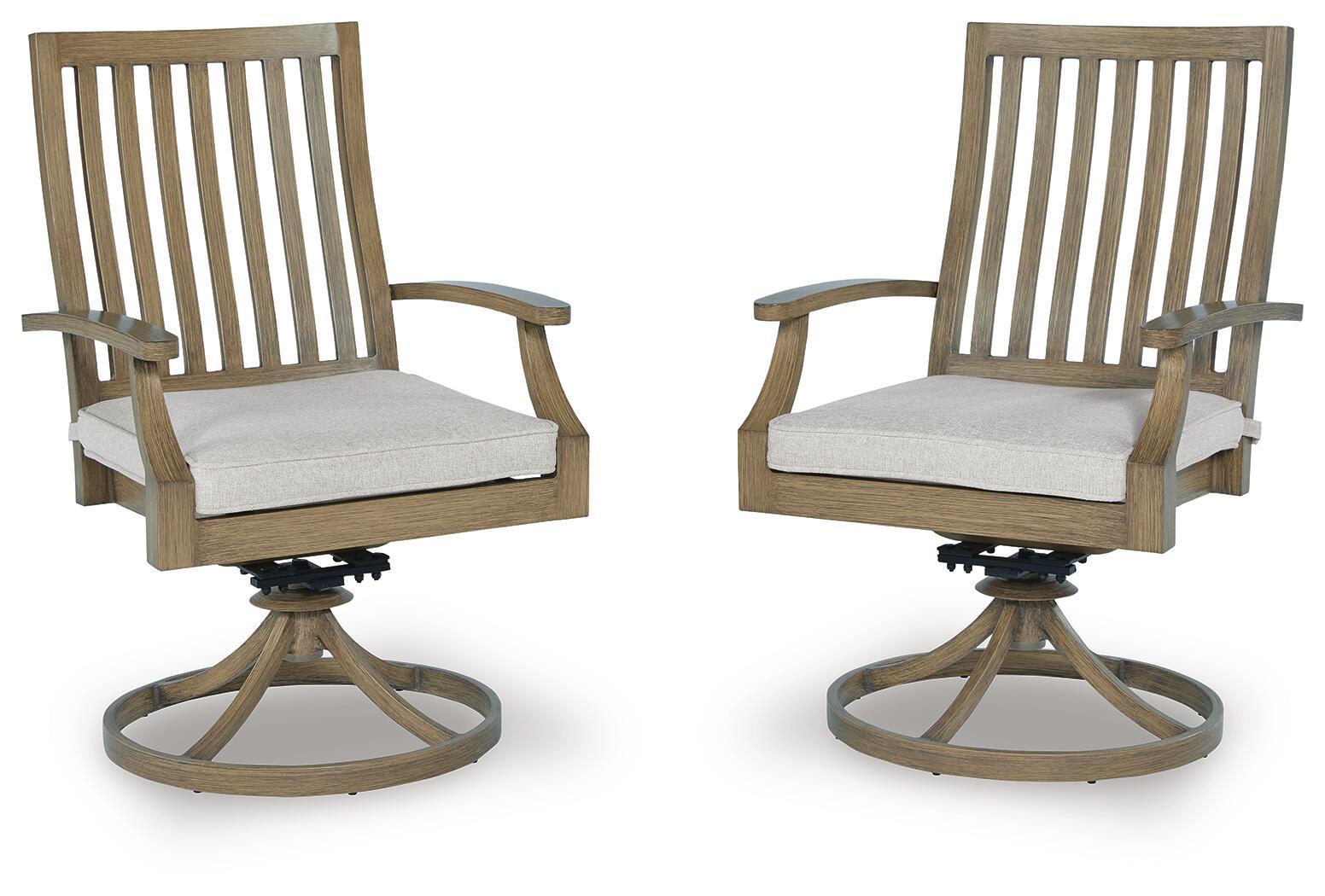Rainier Ranch - Fauteuil pivotant avec coussin (lot de 2) - Brun / Beige