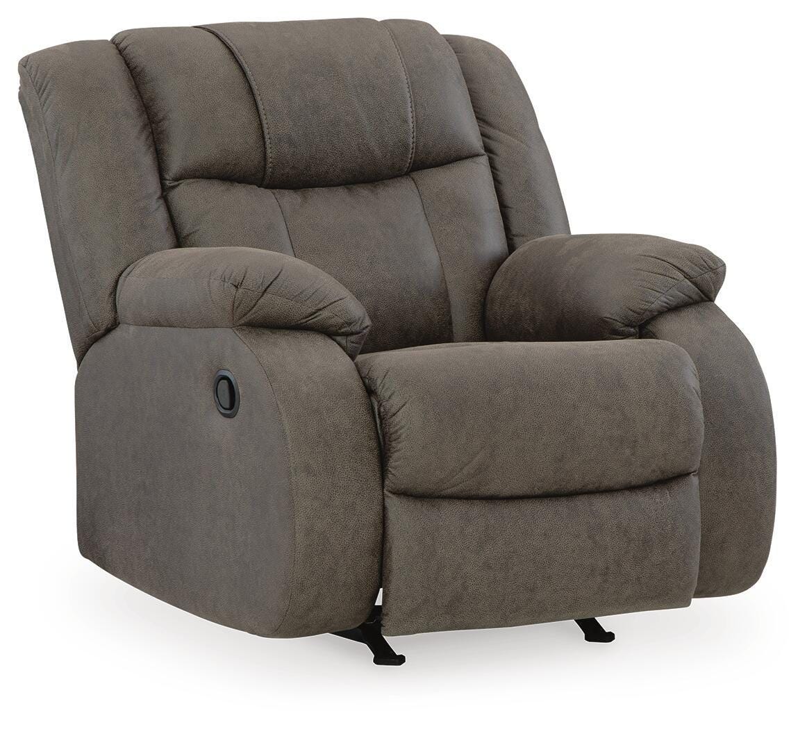 First Base - Rocker Recliner - Gunmetal - Faux Leather