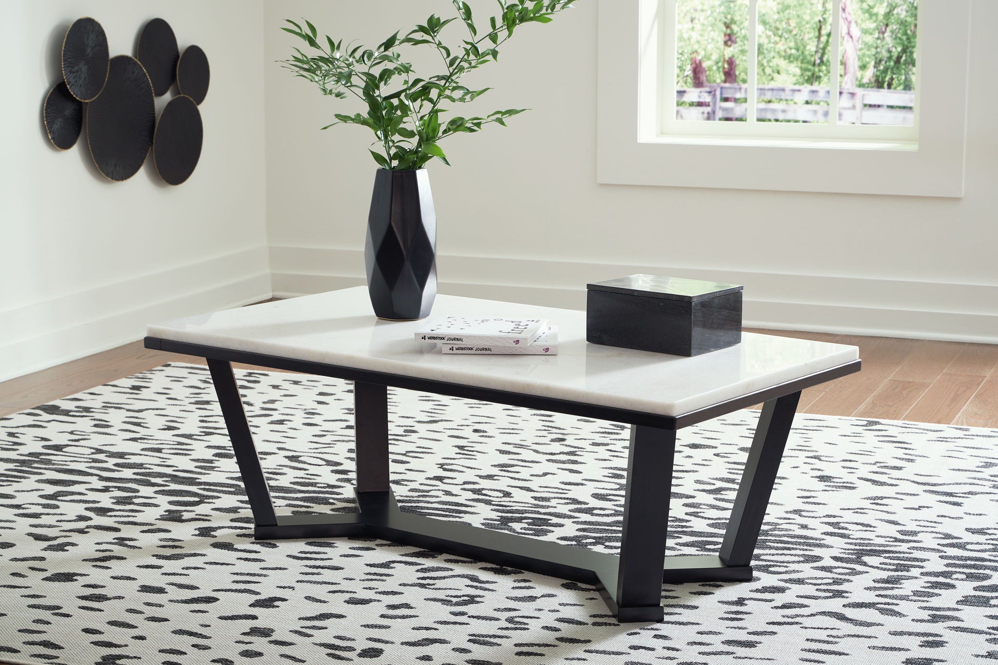 Fostead - Table basse rectangulaire - Blanc / Expresso