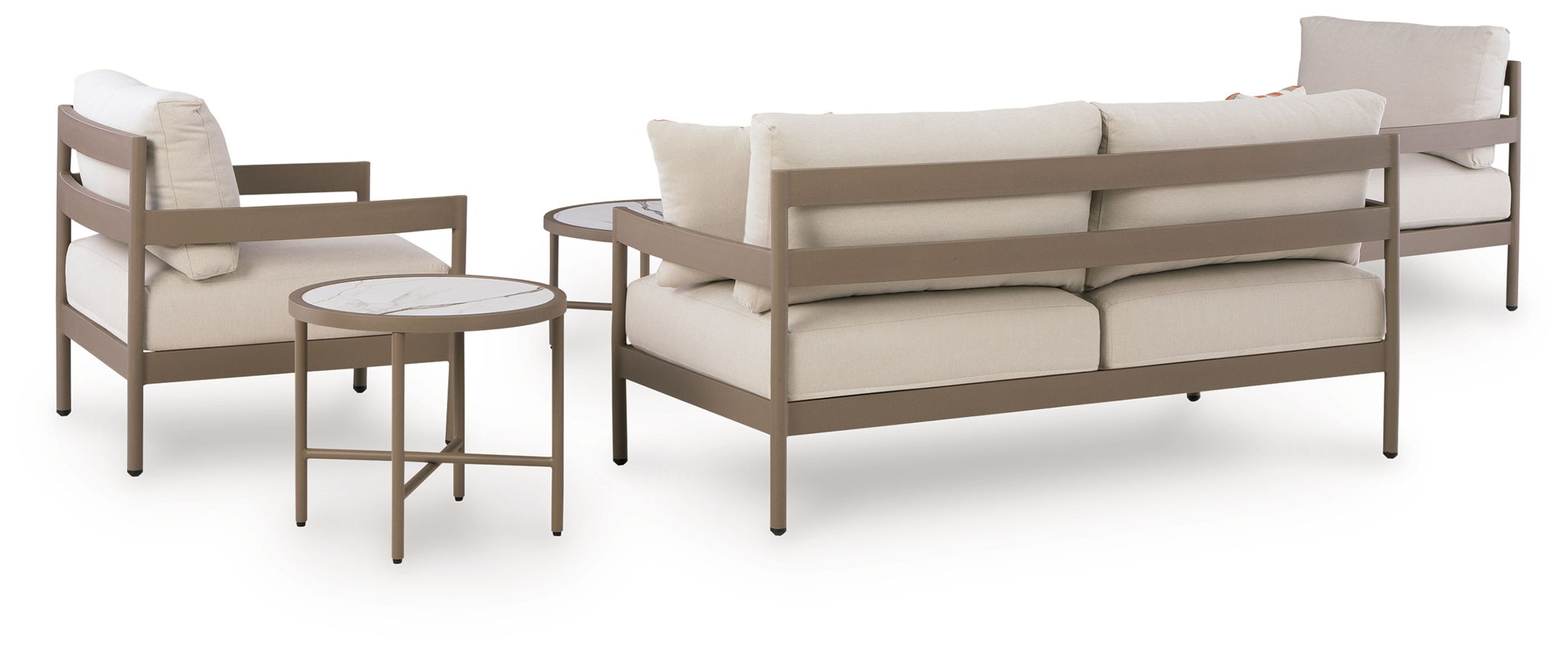 Chemin de Bluff - Causeuse, chaises longues, ensemble de tables (5 pièces) - Beige