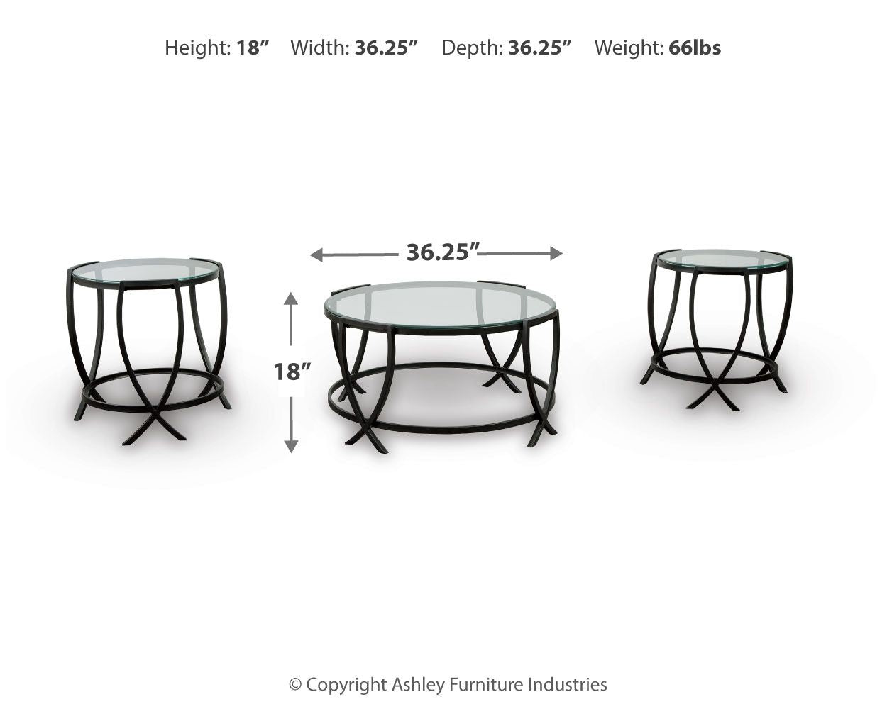 Tarrin - Tables d'appoint gigognes (lot de 3) - Noir