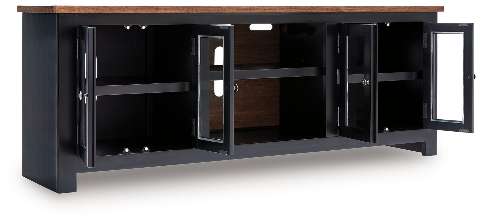 Wildenauer - Meuble TV XL avec option foyer - Marron / Noir