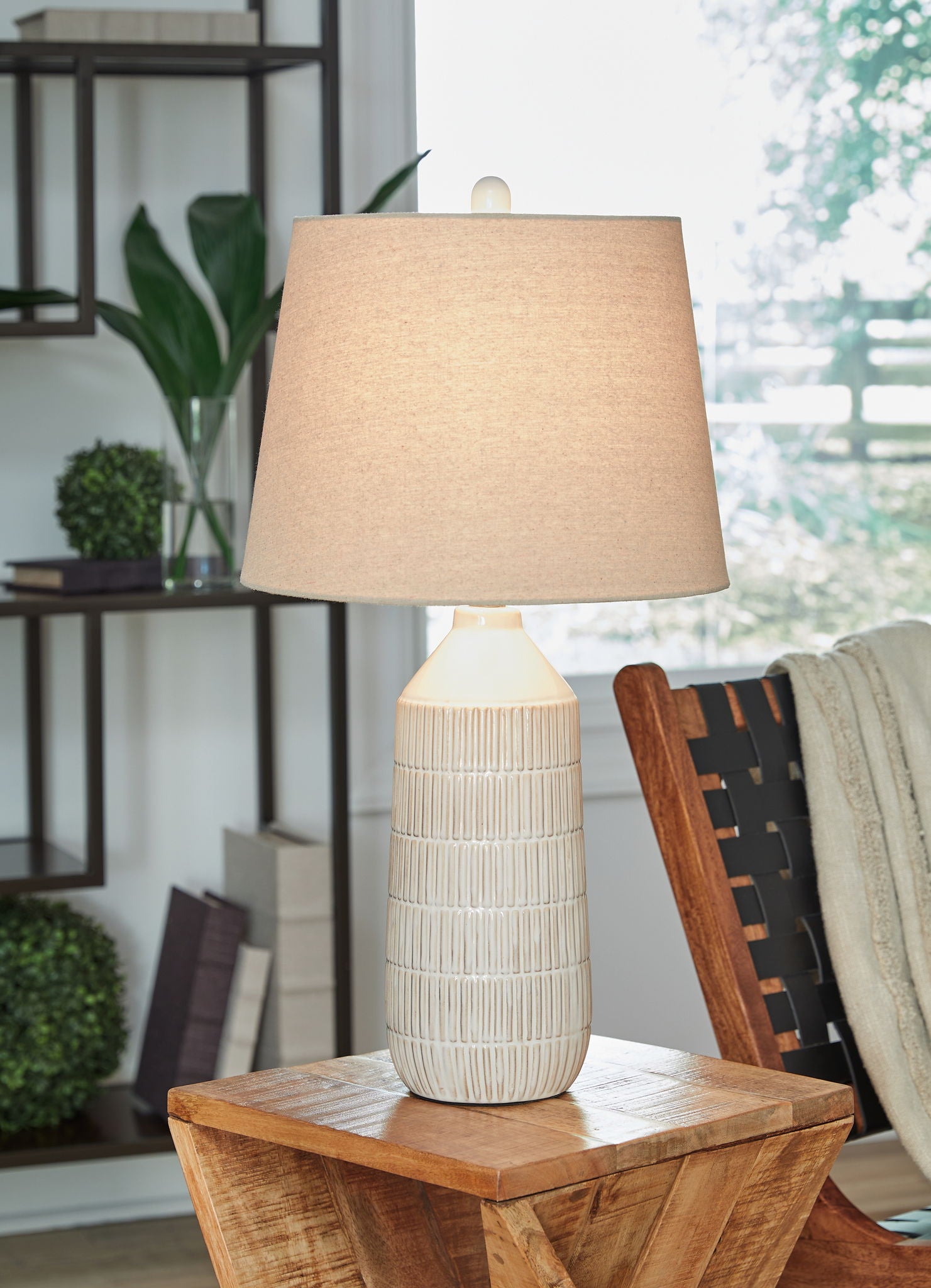 Willport - Lampe de table en céramique (lot de 2) - Blanc cassé