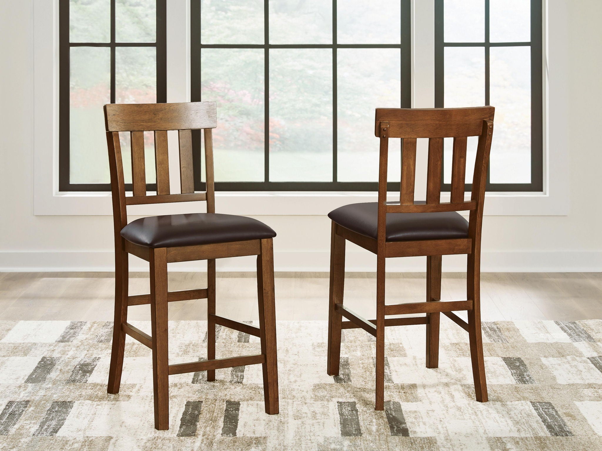 Ralene - Tabouret de bar rembourré (Lot de 2) - Brun moyen
