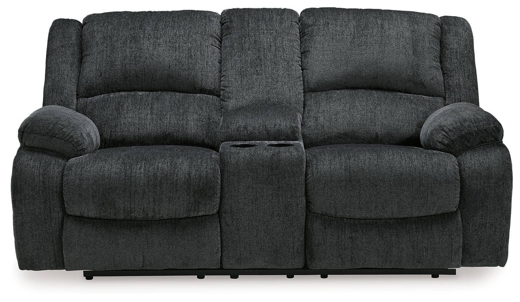 Draycoll - Causeuse inclinable double avec console - Tissu - Ardoise