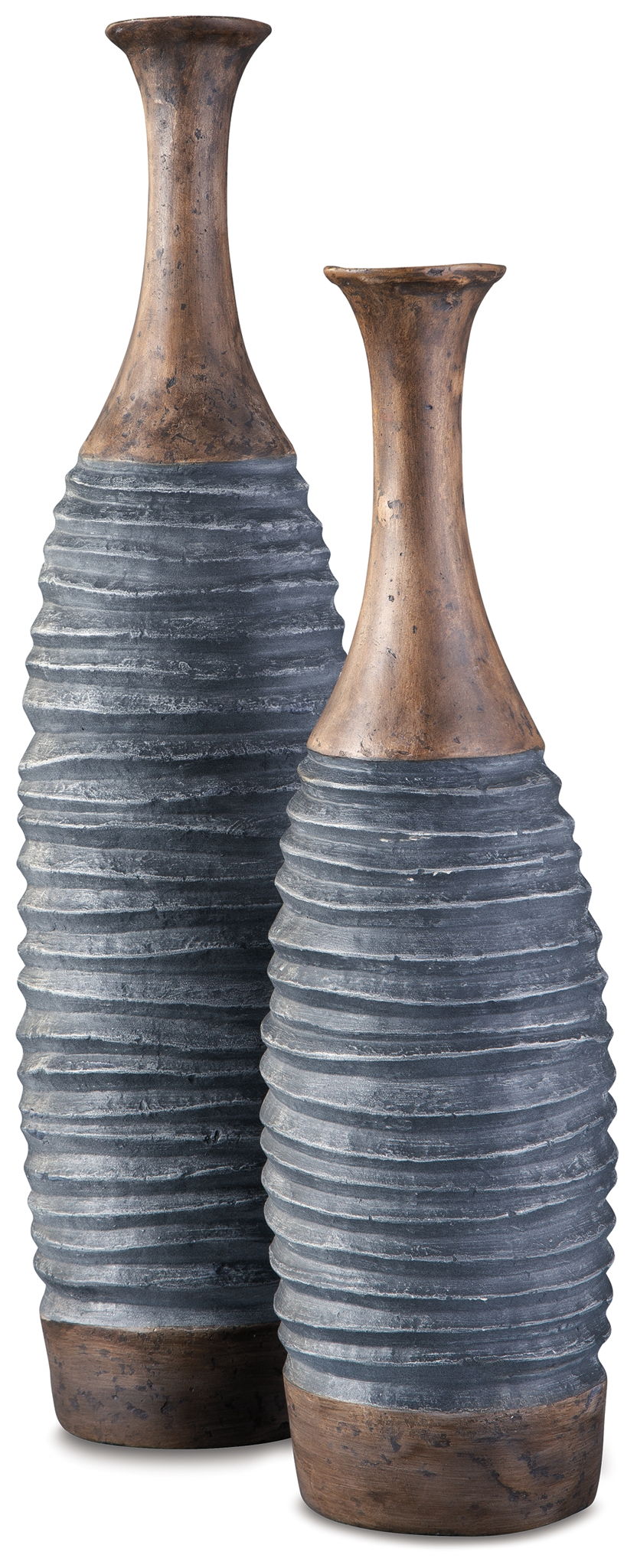 Blayze - Ensemble de vases (Lot de 2) - Gris antique / Marron